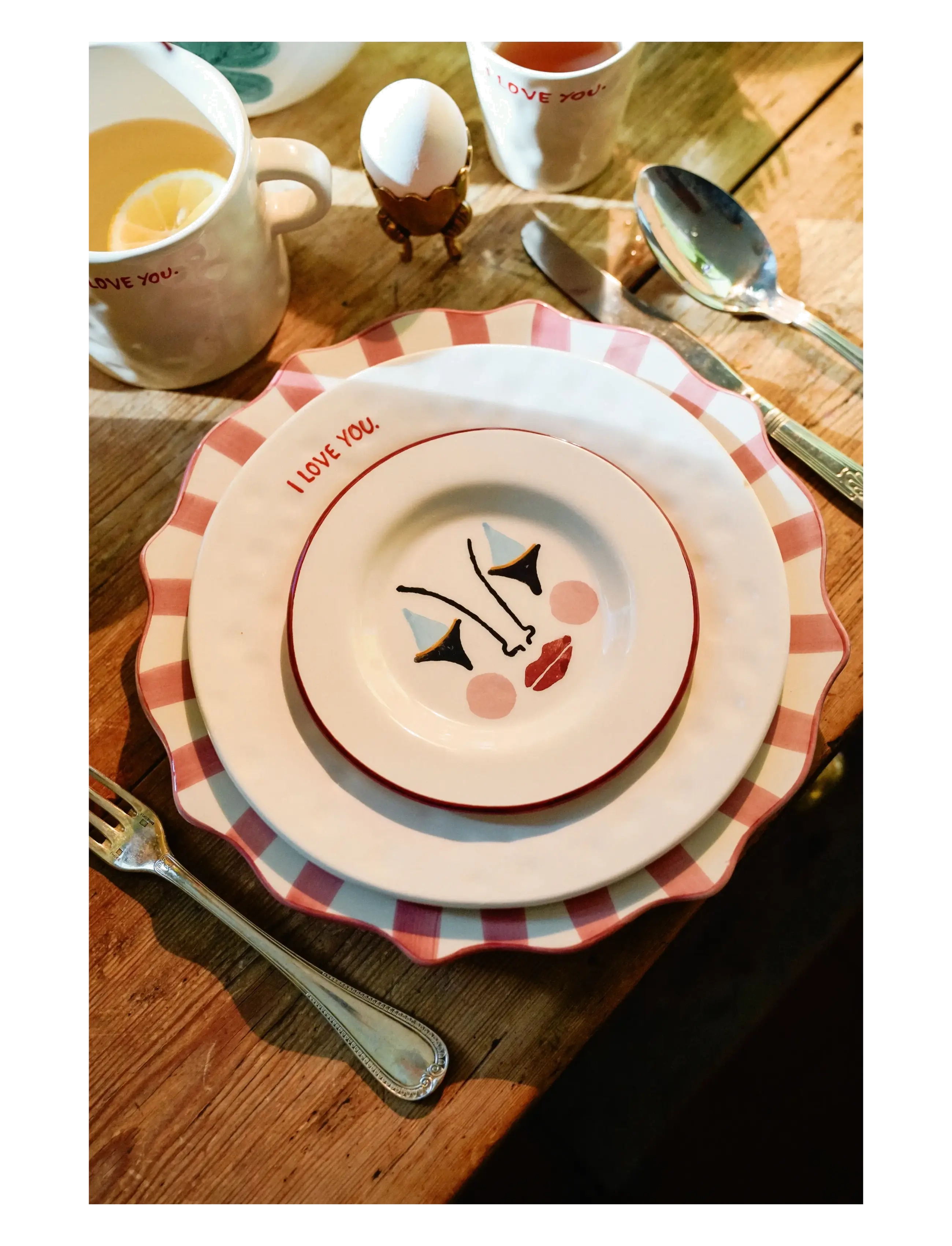 Anna + Nina - I Love You Breakfast Plate - mazie šķīvji - white - 1