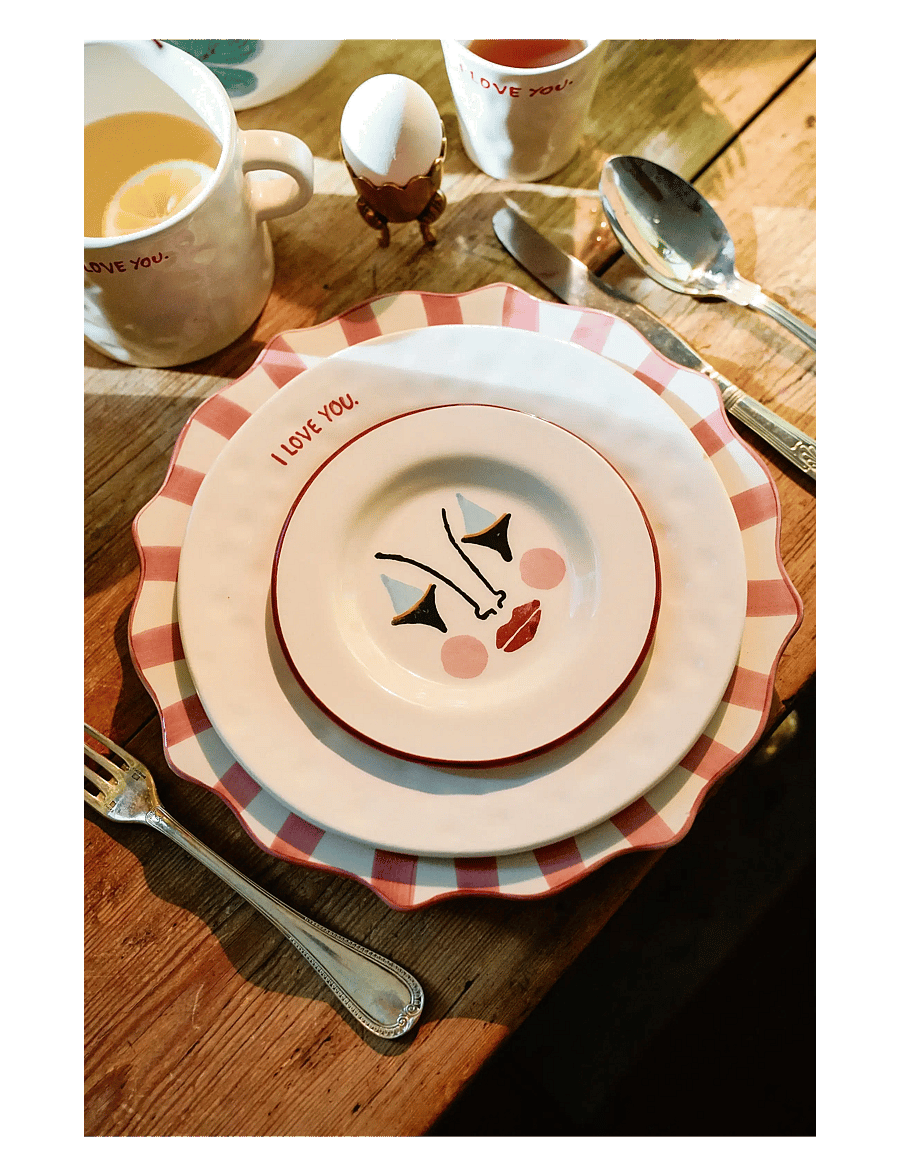 Anna + Nina - I Love You Breakfast Plate - frühstücksteller - white - 1