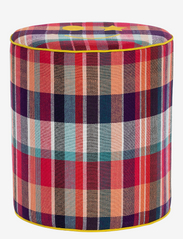 Embroidered Happy Smile Plaid Pouf - MULTICOLOR