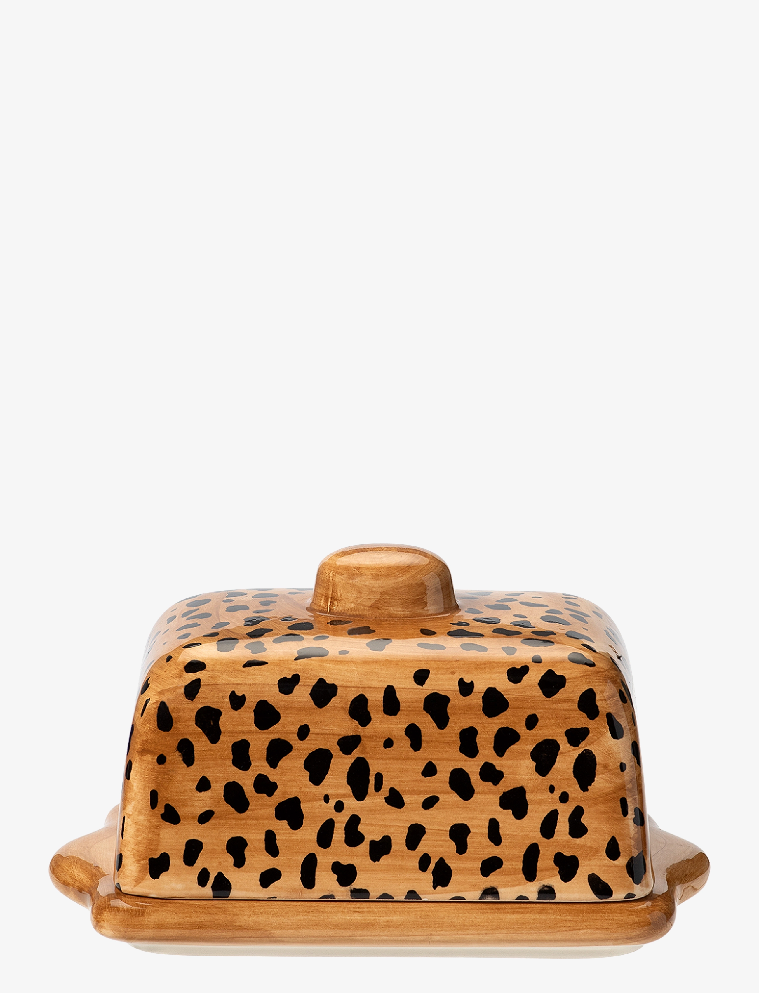 Anna + Nina Leopard Butter Dish, Butter Kop, Brun, Str: 17X11CM