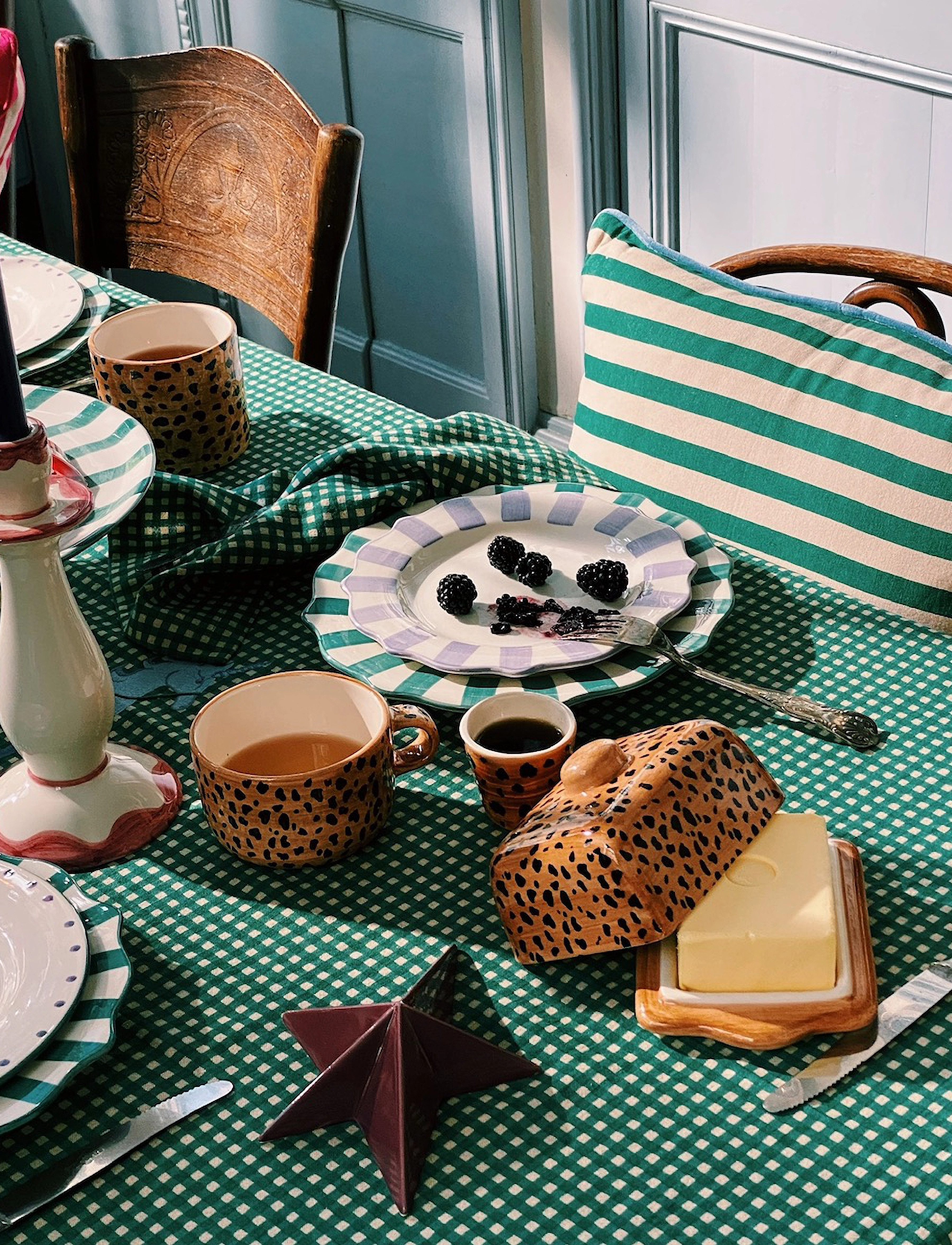 Anna + Nina Leopard Butter Dish, 17X11 cm, Brown, Køkkenopbevaring > Smørbægre, Unisex