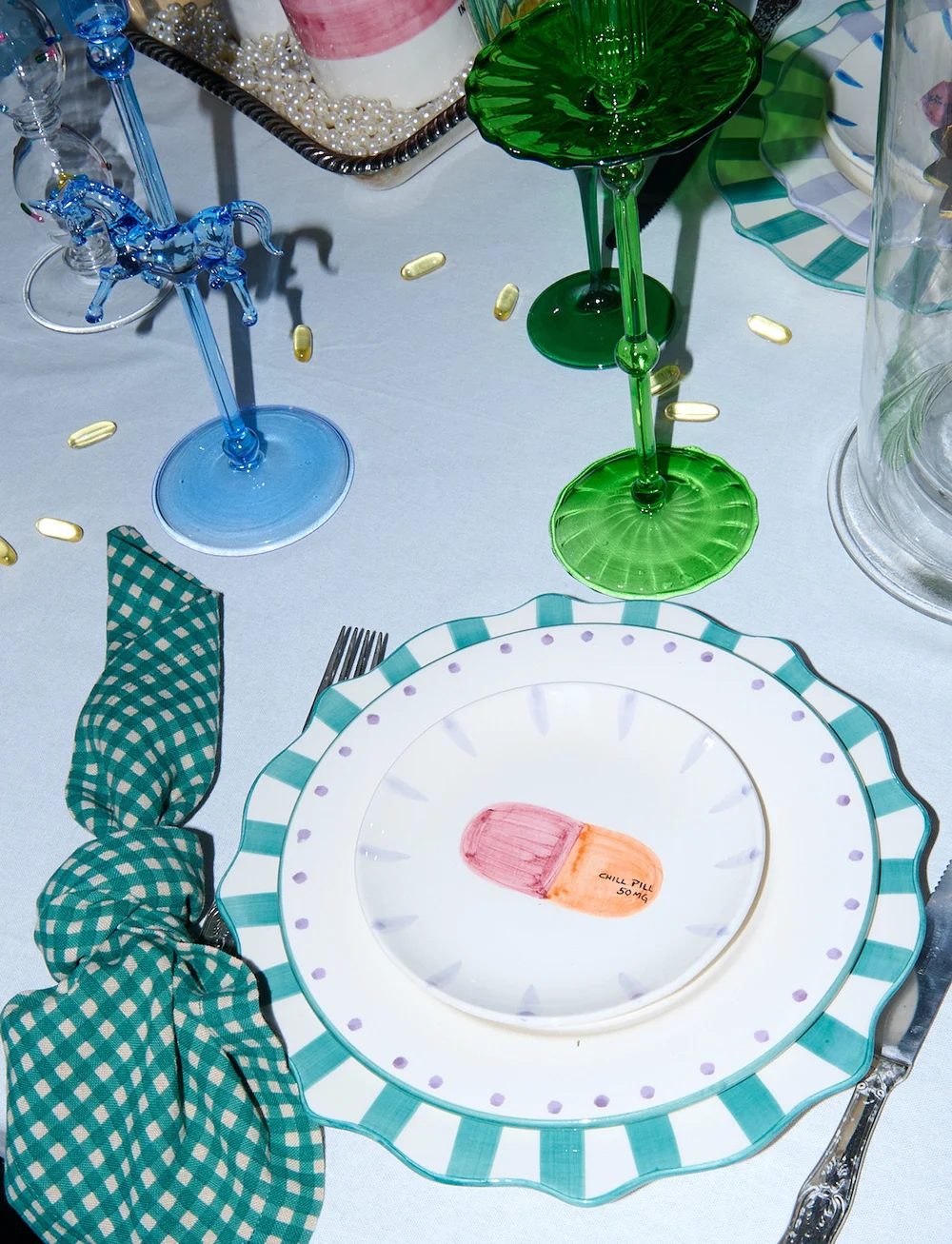 Anna + Nina - Gingham Napkin Set of 2 - stoffservietten - green - 2