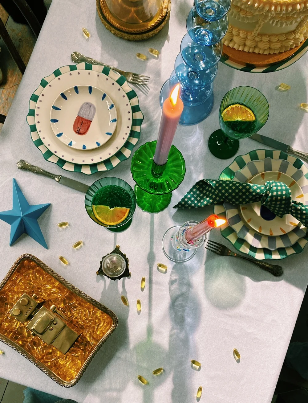 Anna + Nina - Gingham Napkin Set of 2 - stoffservietten - green - 3