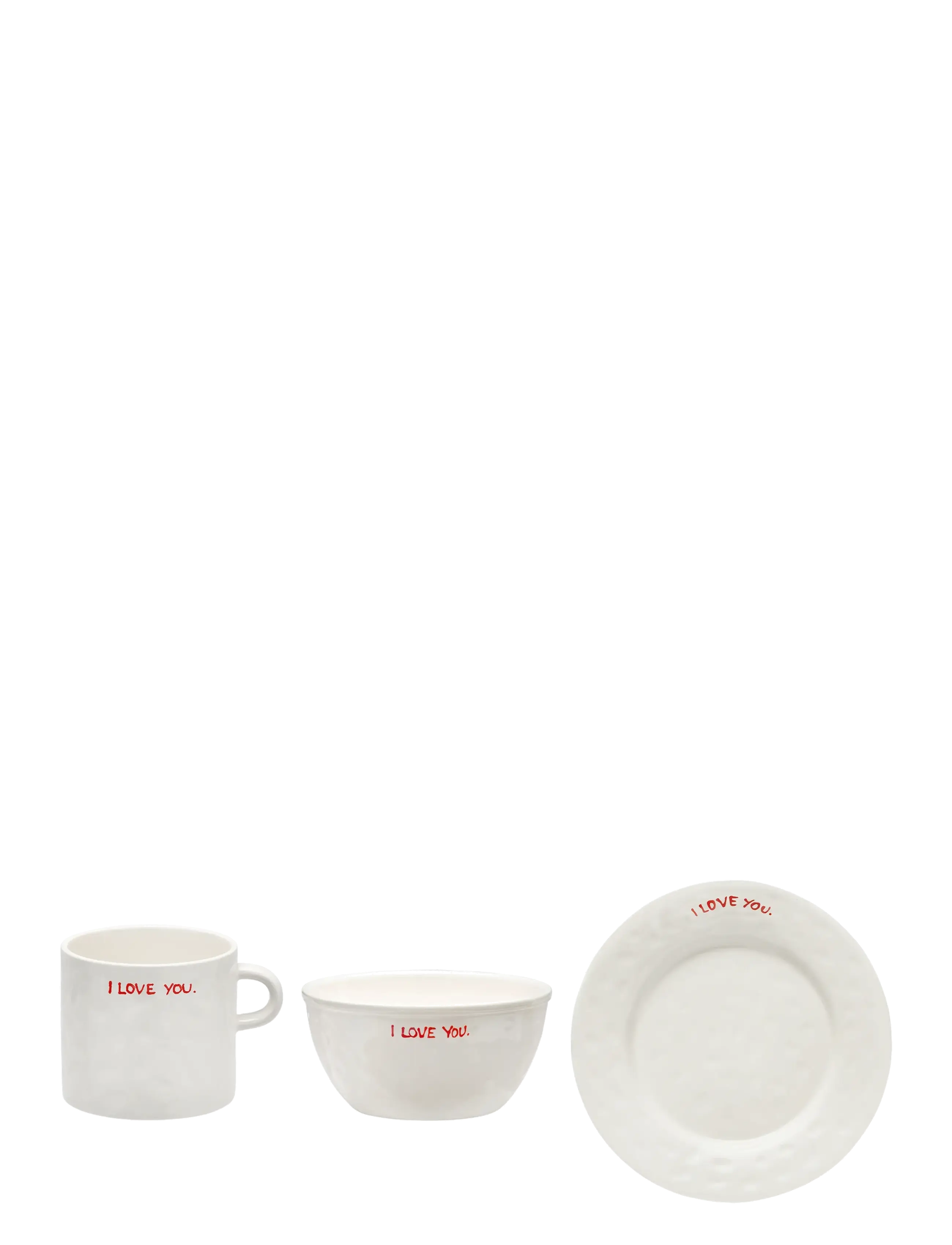 Anna + Nina I Love You Breakfast Set - Serviesgoed - MULTI COLOURED / white