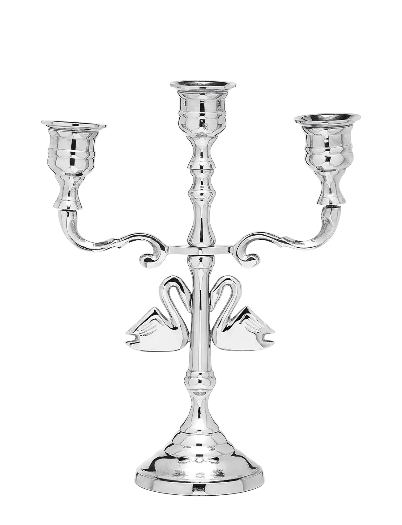 Anna + Nina Argent Swans Candle Holder, Lysestage, Sølv, Str: H8.5CM