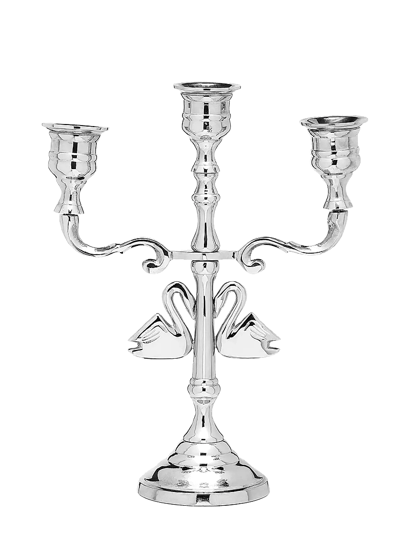 Anna + Nina - Argent Swans Candle Holder - kerzenständer - silver - 0