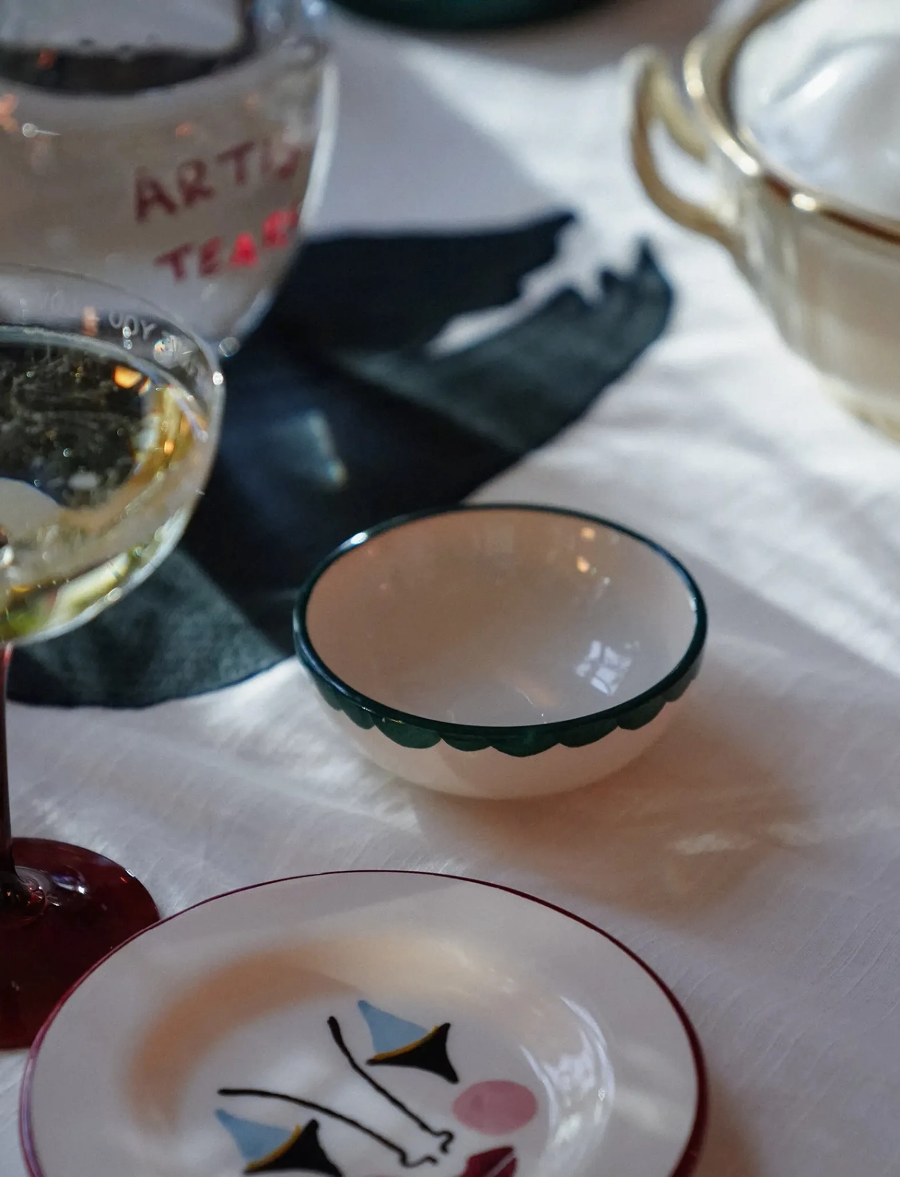 Anna + Nina - Peacock Trim Tapas Bowl - green - 2