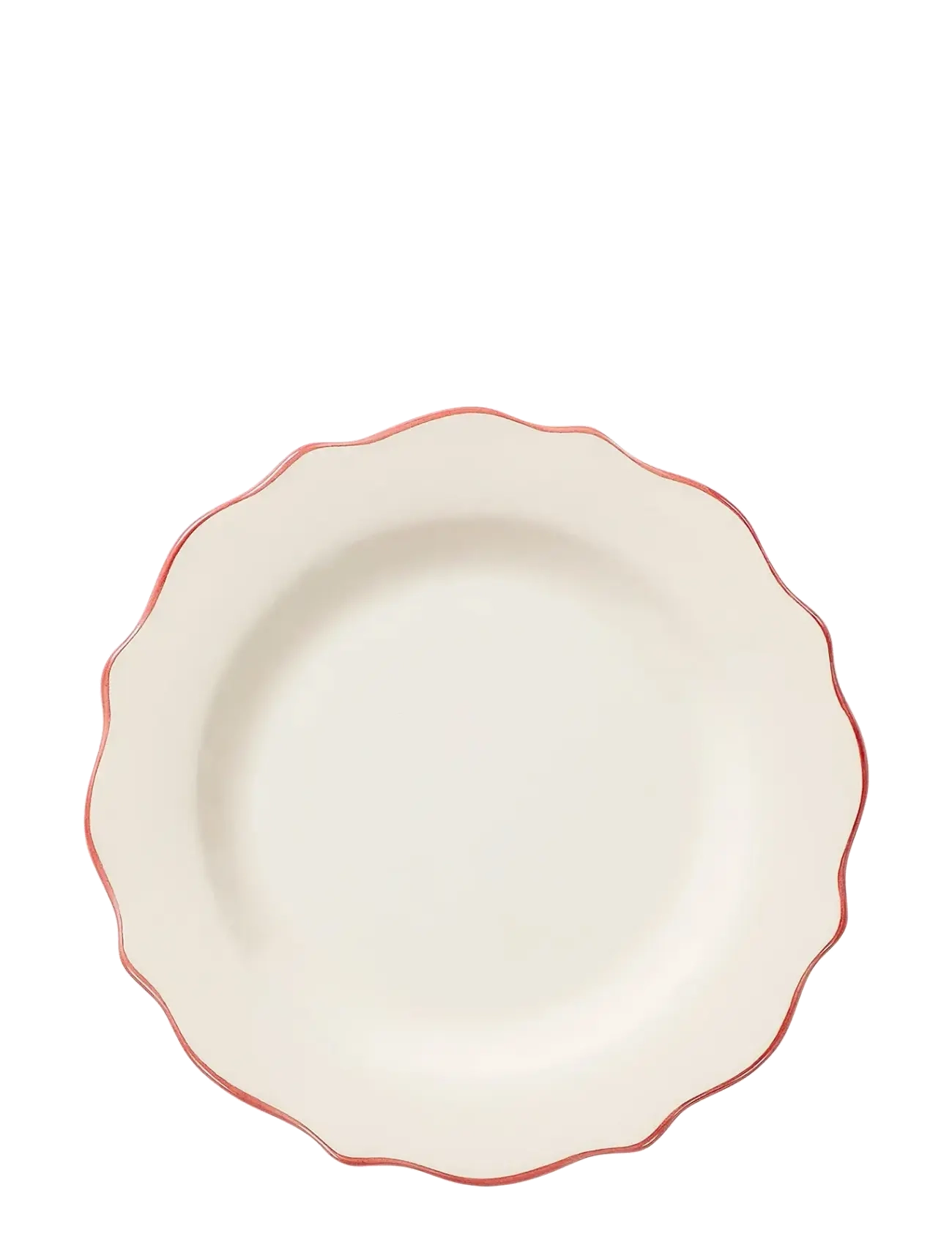 Carmine Scalloped Breakfast Plate - RED
