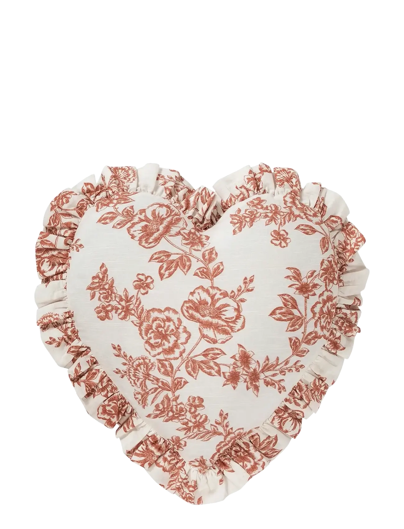Anna + Nina Whimsical Rose Heart Cushion, Pudder, Rød, Str: 44X52X7CM