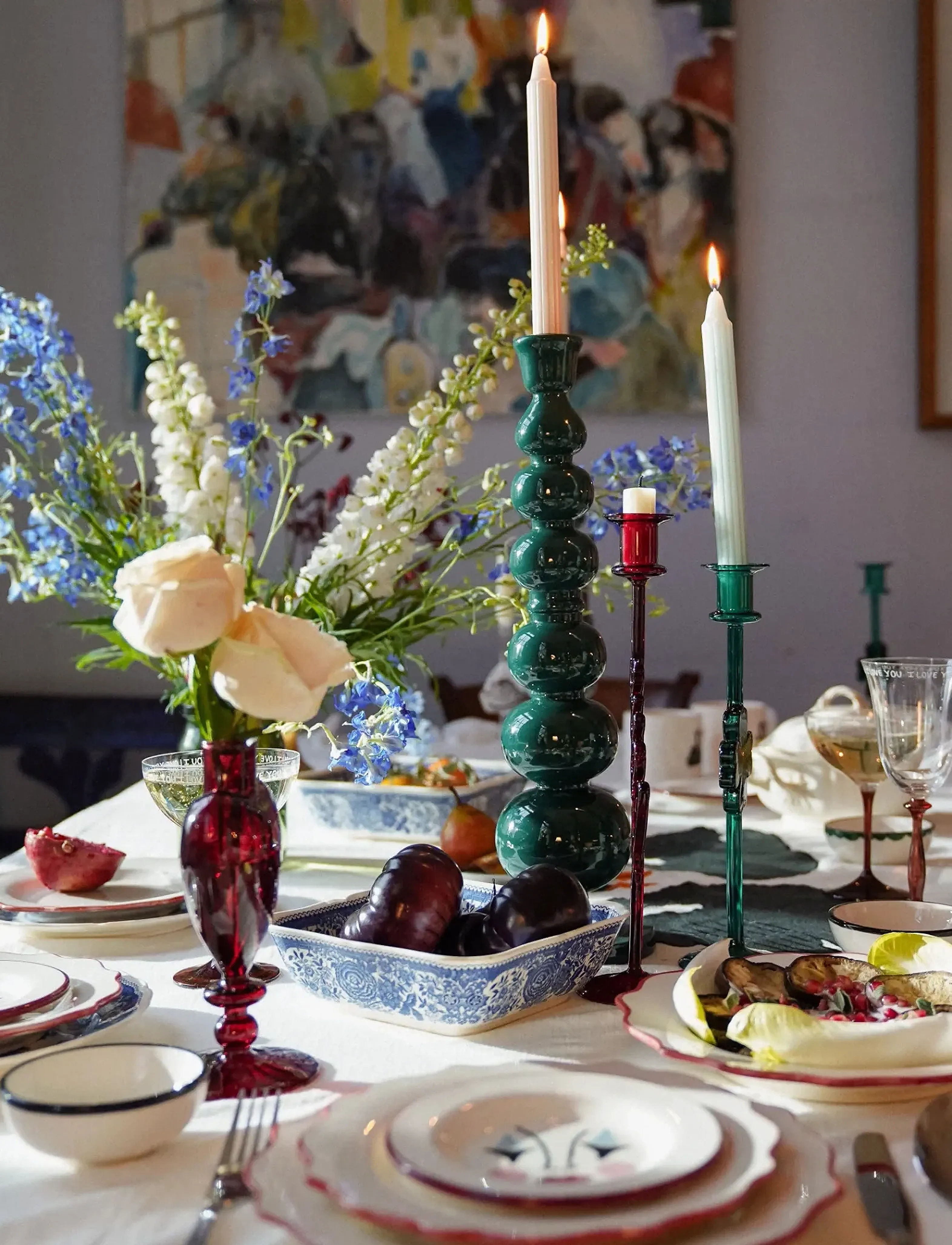 Anna + Nina Pine Balloon Candle Holder, H13 cm, Candlesticks & Lanterns, Grün - Candlesticks, Homeware