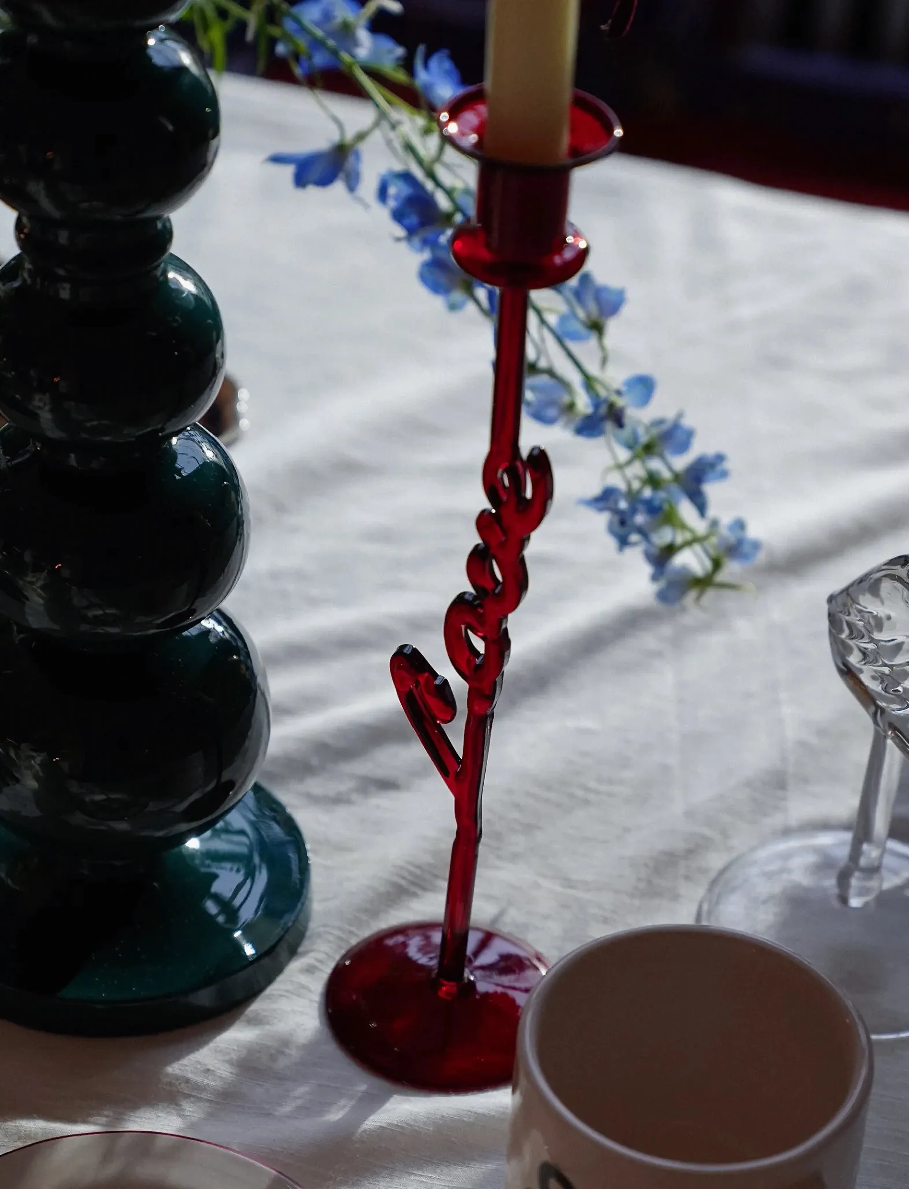 Anna + Nina Carmine Love Candle Holder, H10 cm, Candlesticks & Lanterns, Rot - Candlesticks, Homeware