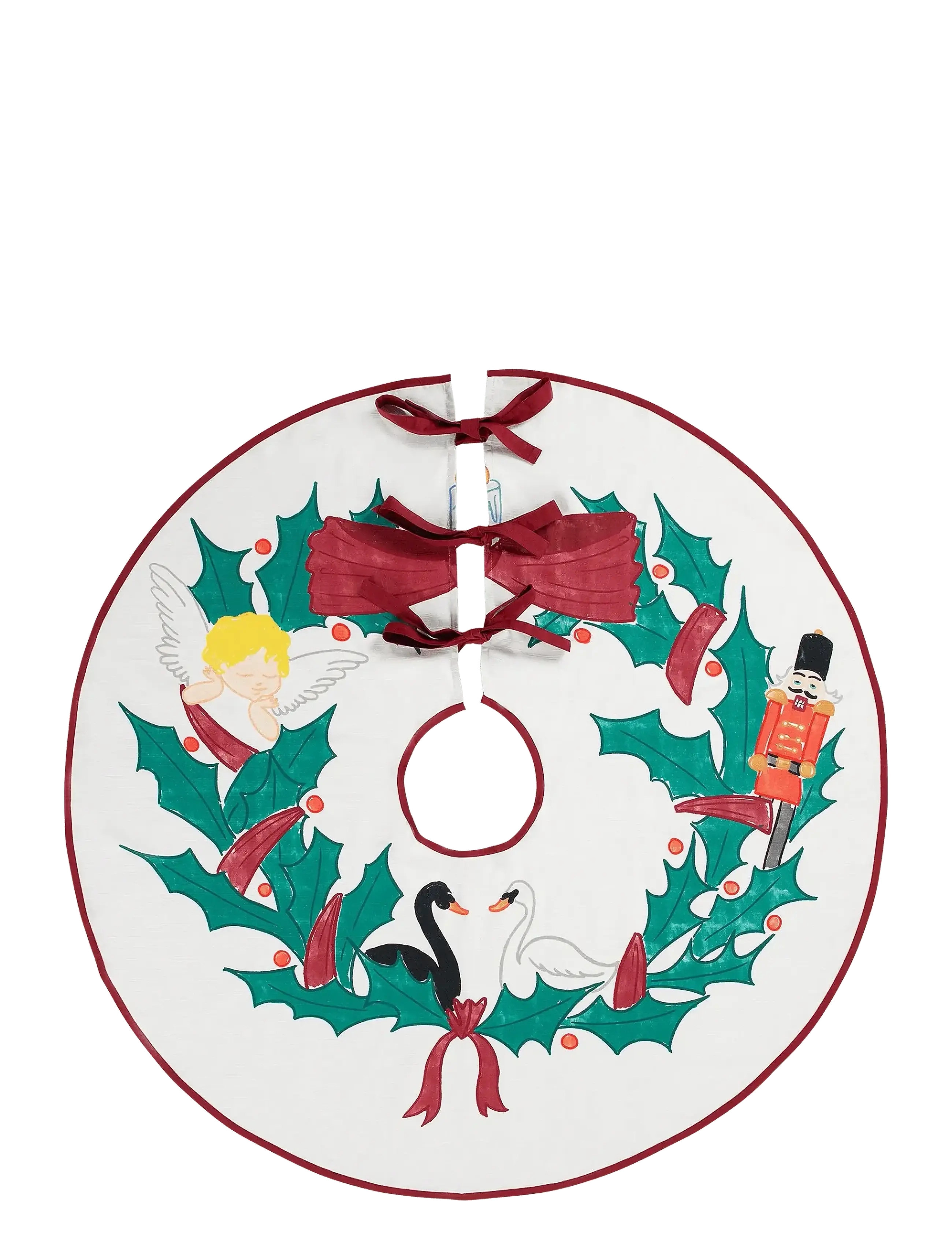 Anna + Nina Christmas Wreath Tree Skirt - Anna + Nina - MULTICOLOR / white
