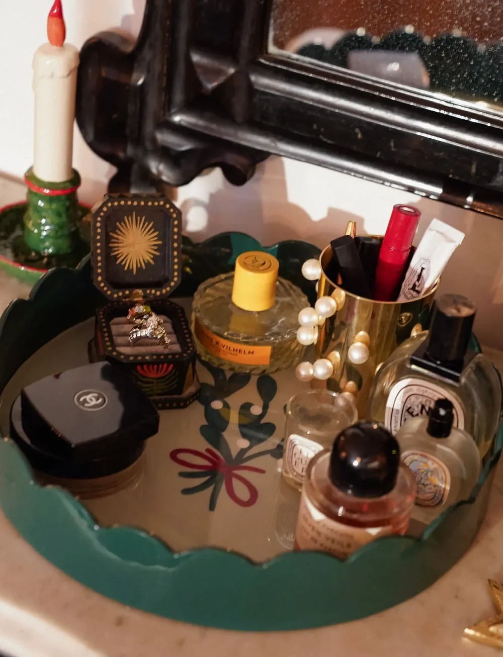 Anna + Nina - Mistletoe Tray - juldukning - green - 1