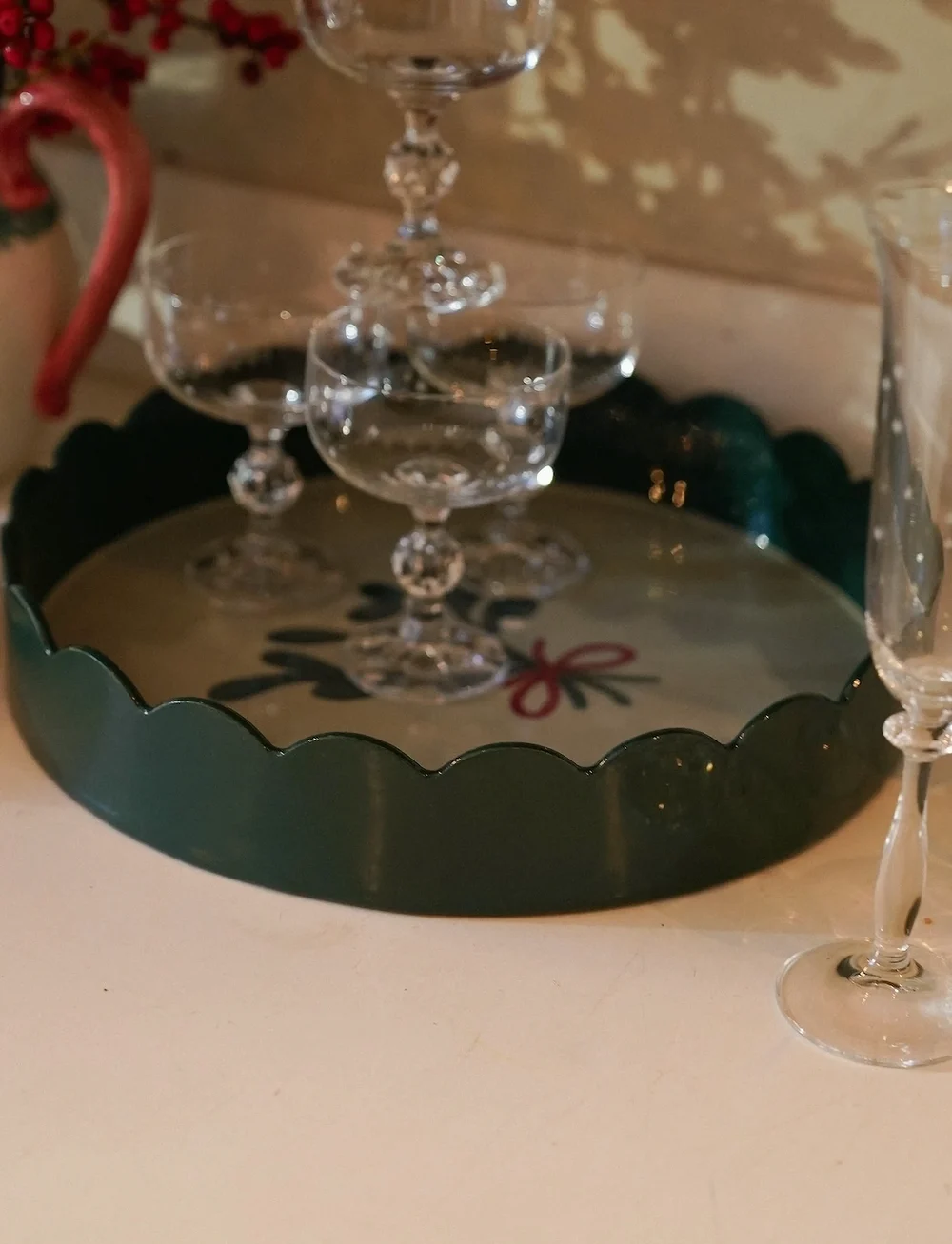 Anna + Nina - Mistletoe Tray - juldukning - green - 2
