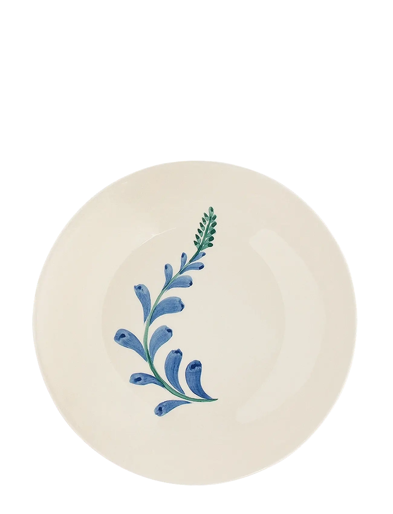 Anna + Nina Indigo Flora Breakfast Plate, Small Plade, Creme, Str: Ø 22 CM