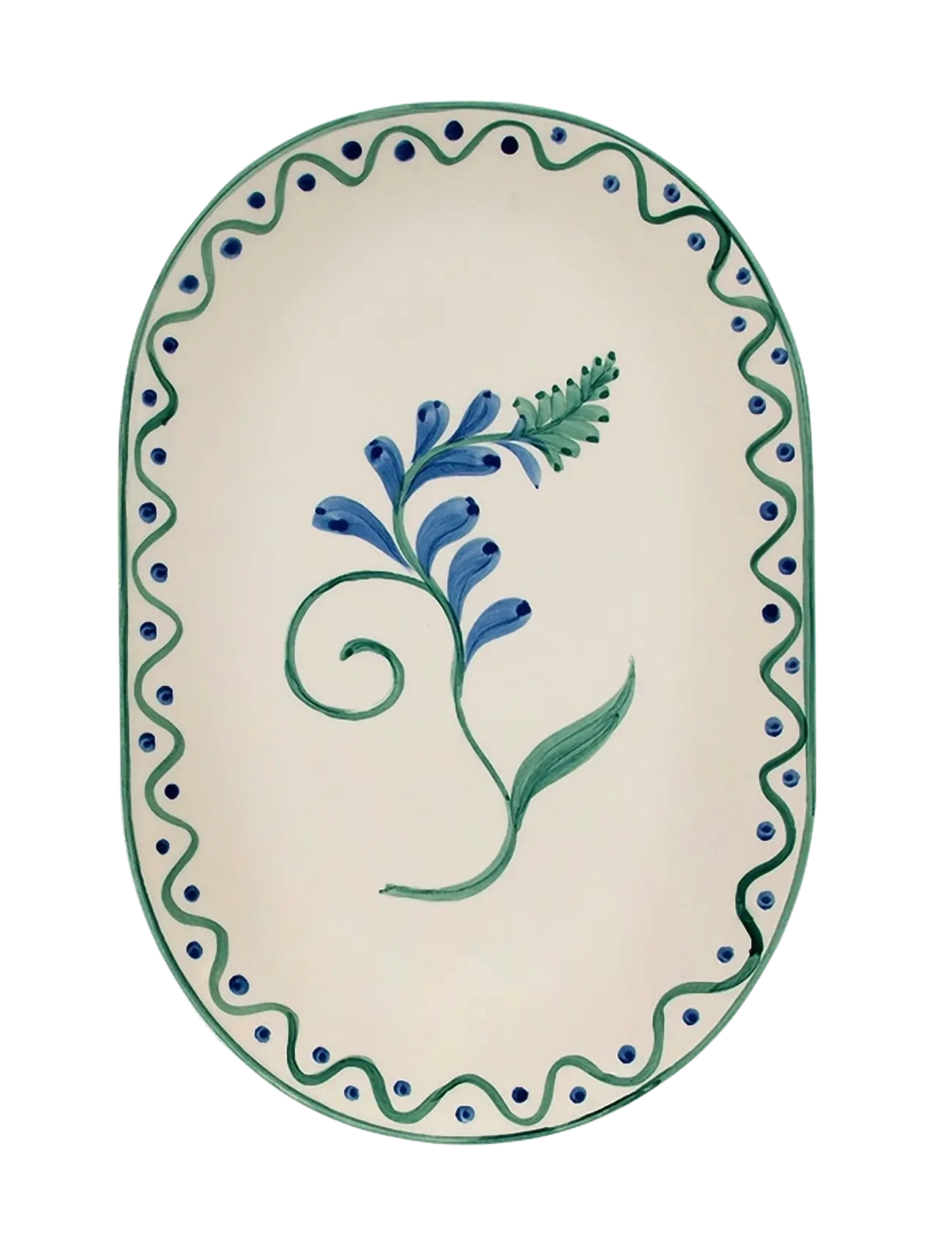 Anna + Nina Indigo Flora Serving Platter, One Size, Dishes, Creme - Platters, Homeware