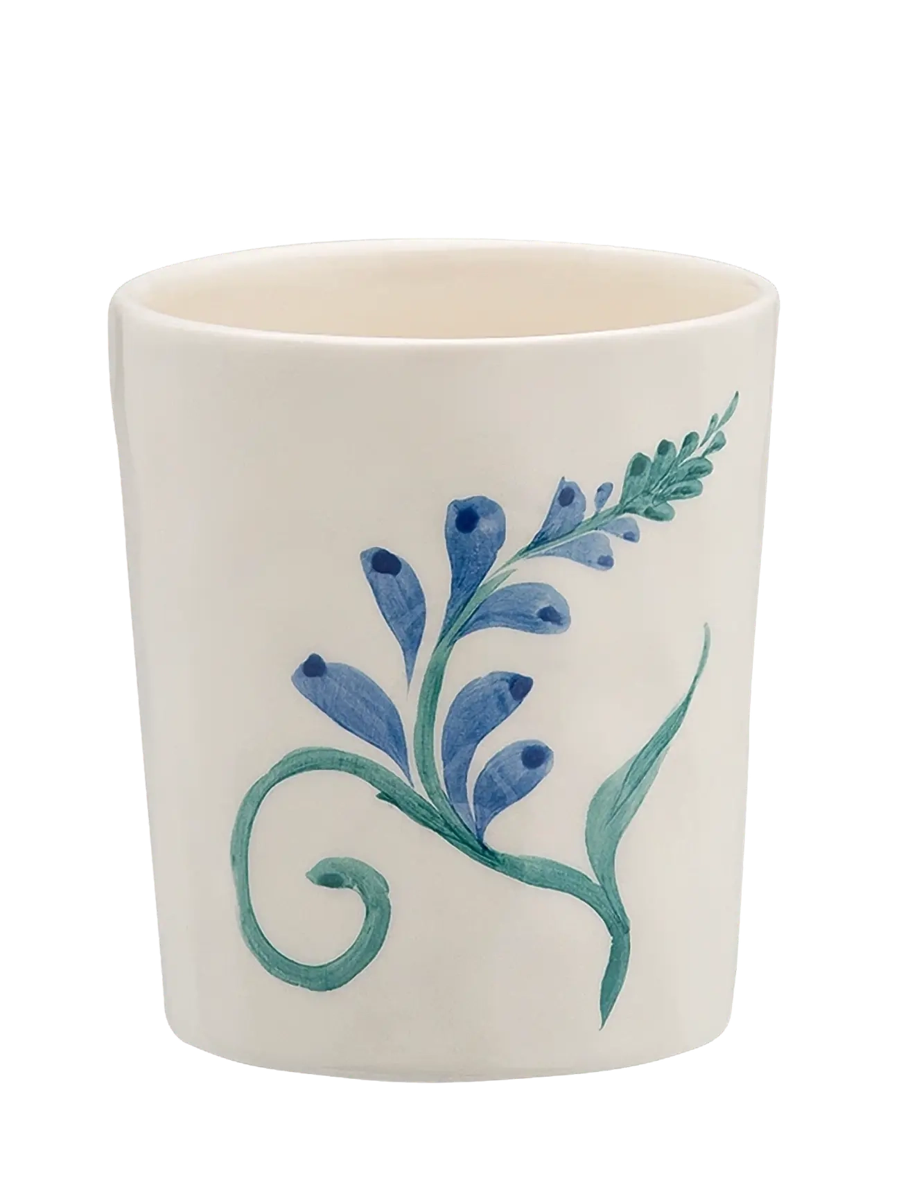 Anna + Nina Indigo Flora Latte Cup, 80 CL, Cups & Mugs, Creme - Coffee Cups, Homeware