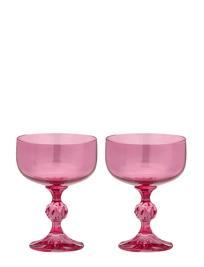 Anna + Nina - Rose Cocktail Glass Set of 2 - kokteili- ja martiiniklaasid - pink - 0