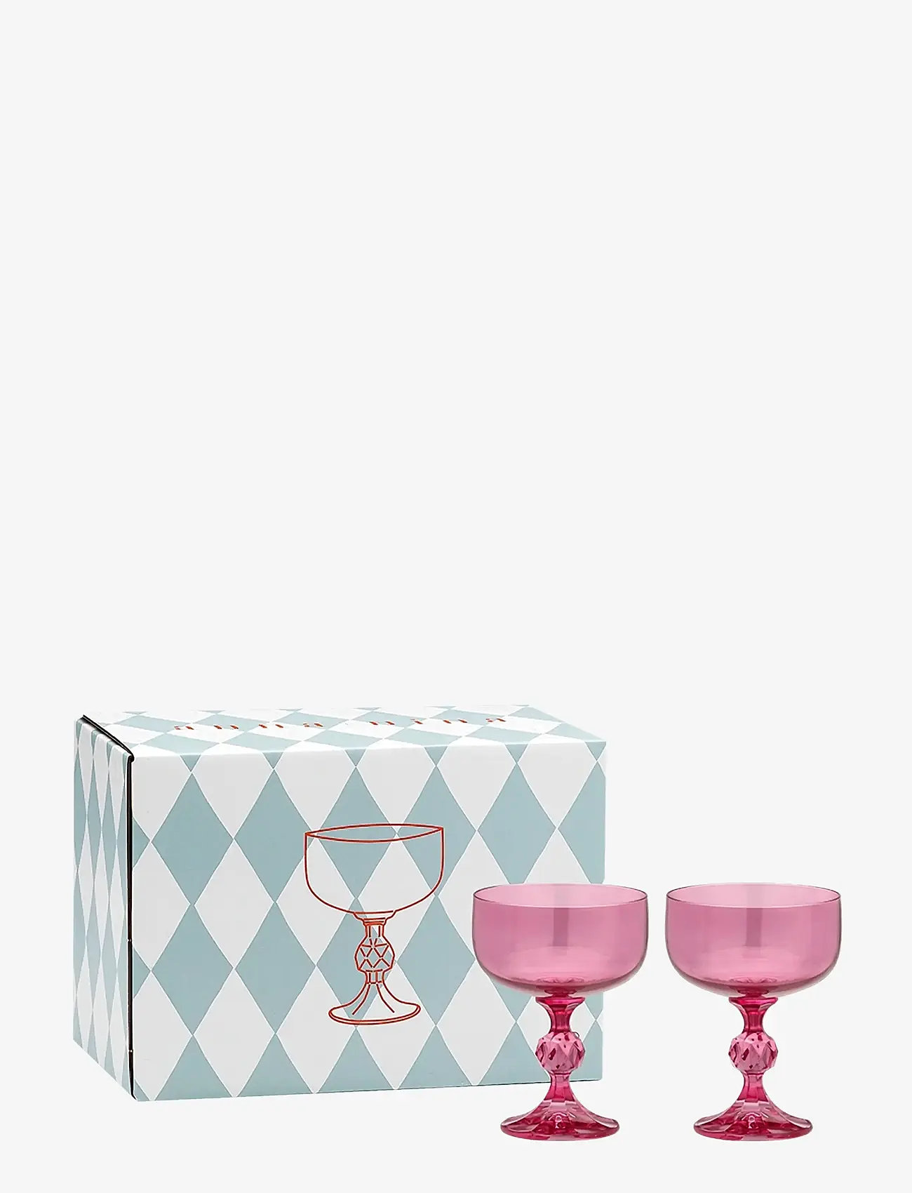 Anna + Nina - Rose Cocktail Glass Set of 2 - kokteili- ja martiiniklaasid - pink - 1
