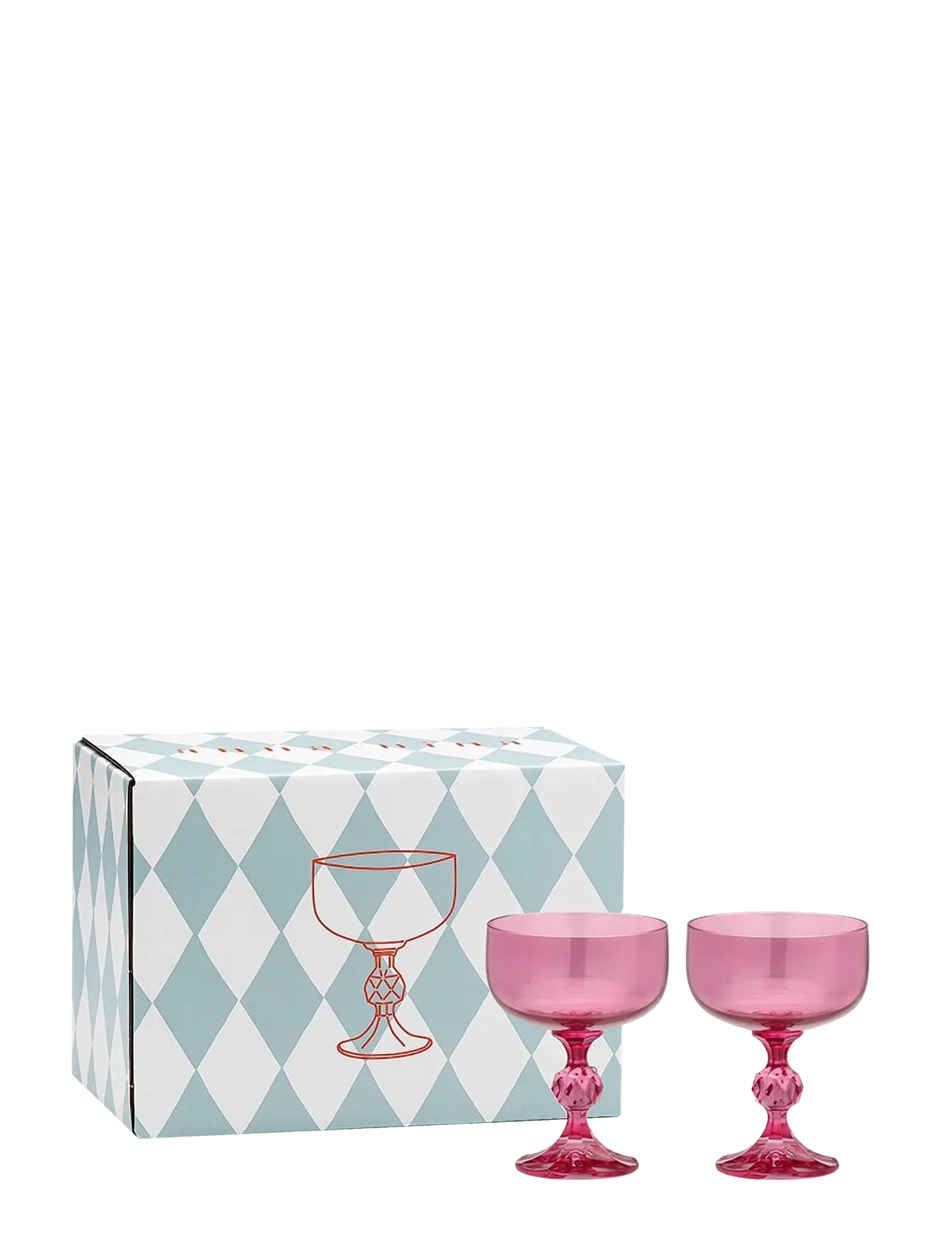 Anna + Nina - Rose Cocktail Glass Set of 2 - cocktail & martini glasses - pink - 1