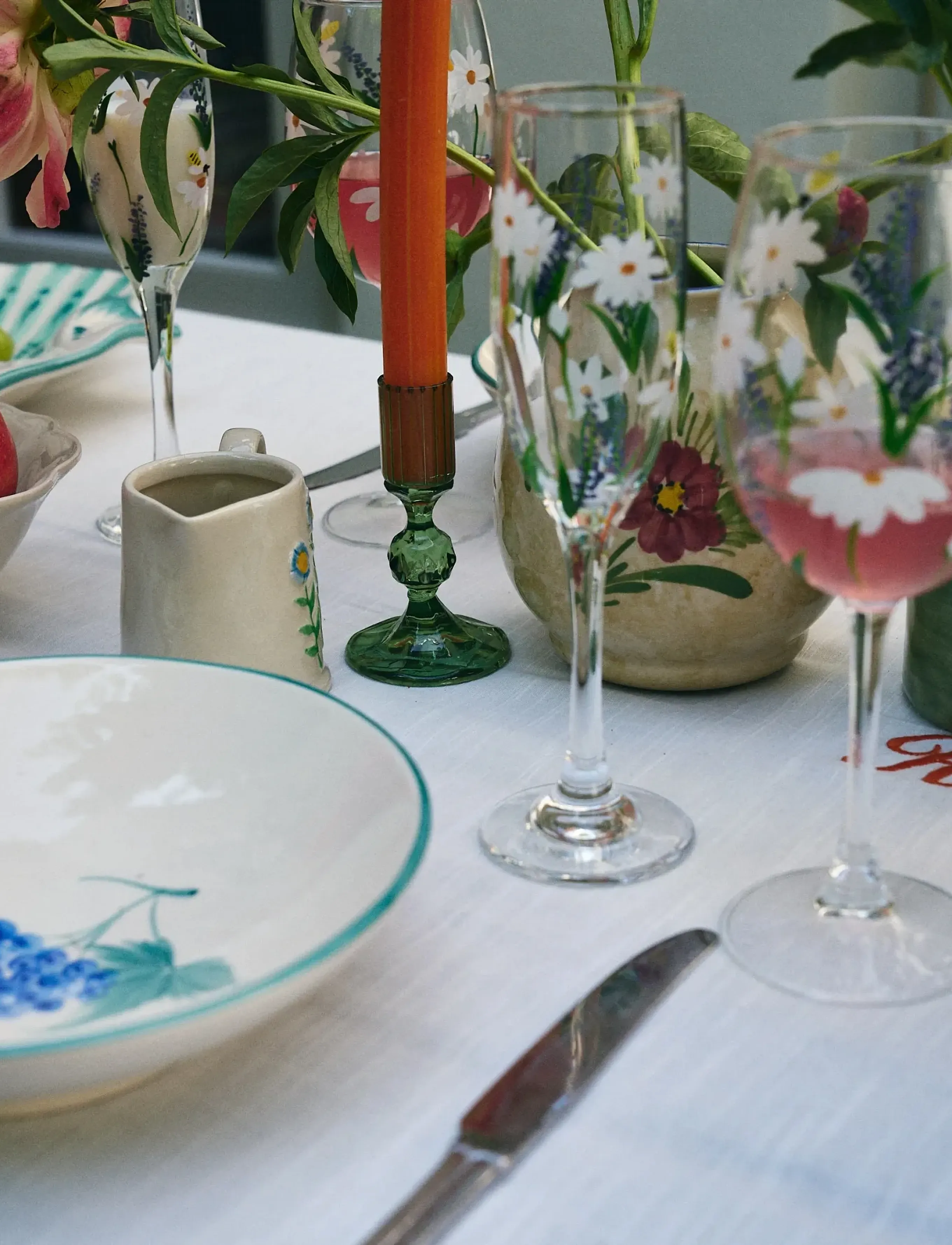 Anna + Nina Sage Gemma Candle Holder, One Size, Green, Candle & Tealight Holders > Candle Holders, Unisex