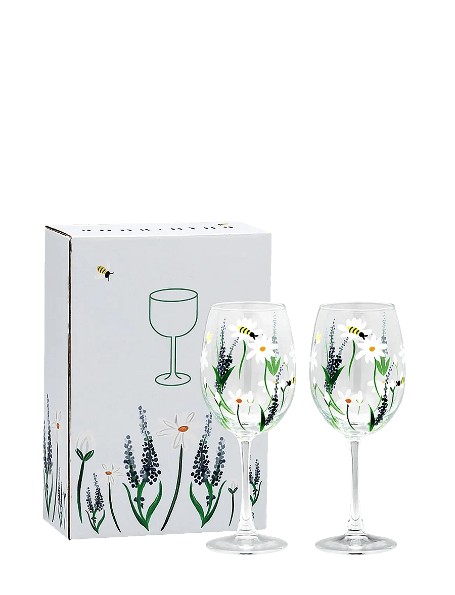 Anna + Nina - Springtime Toast Wine Glass Set of 2 - multicolor - 1