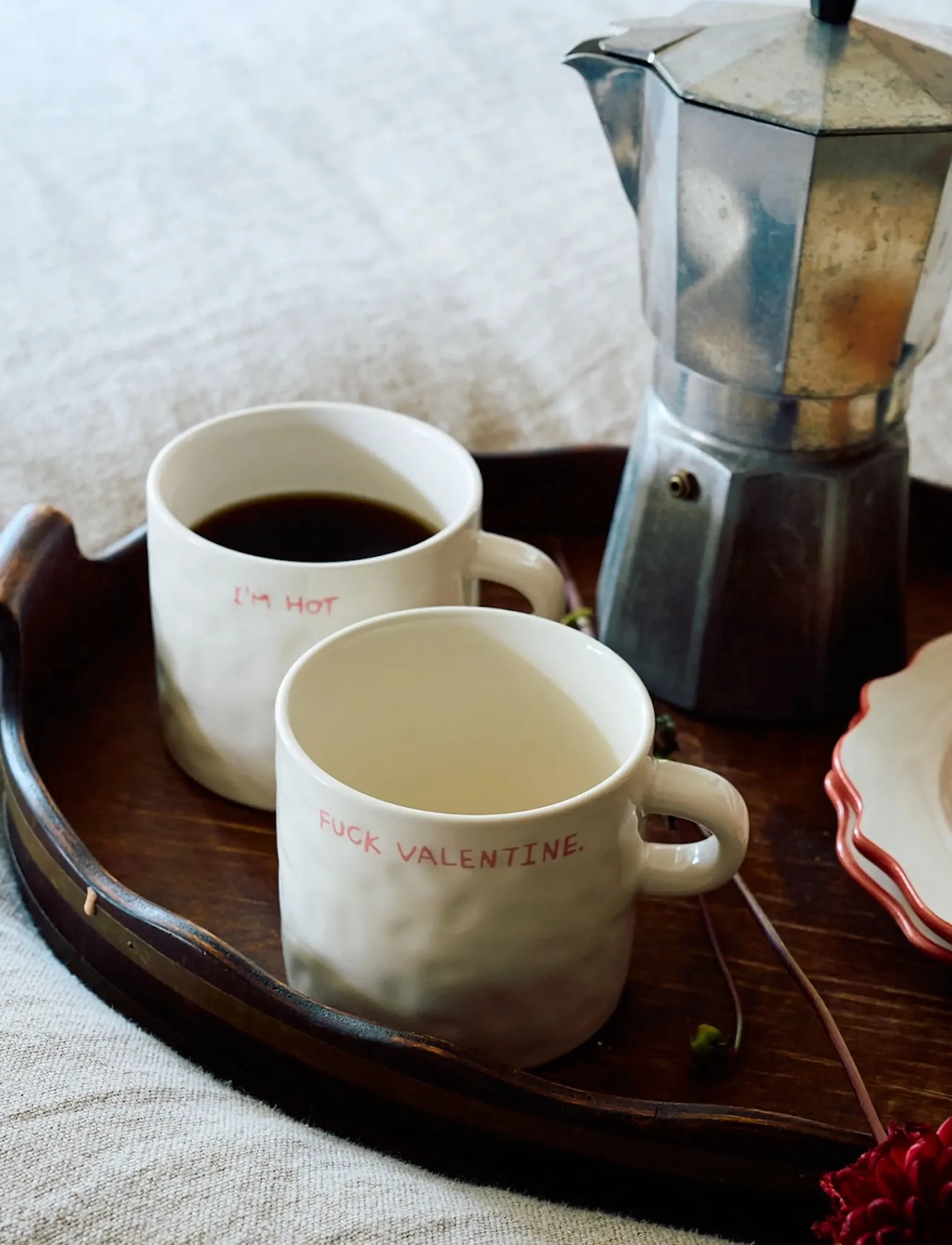 Anna + Nina Fuck Valentine Mug, 50 CL, Cups & Mugs, Creme - Coffee Cups, Homeware