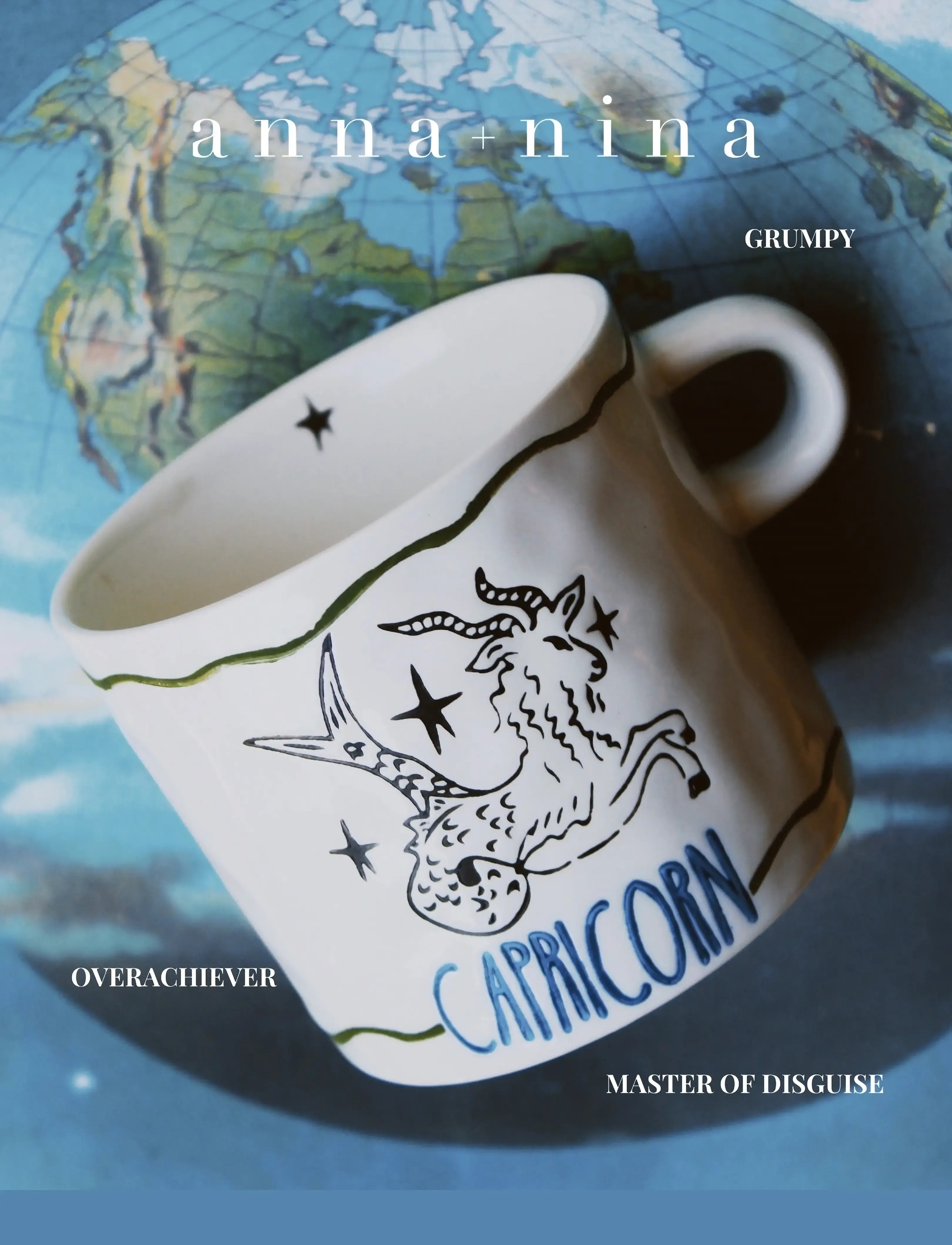 Anna + Nina Zodiac Tea Mug, 50 CL, Cups & Mugs, Creme - Cups, Homeware