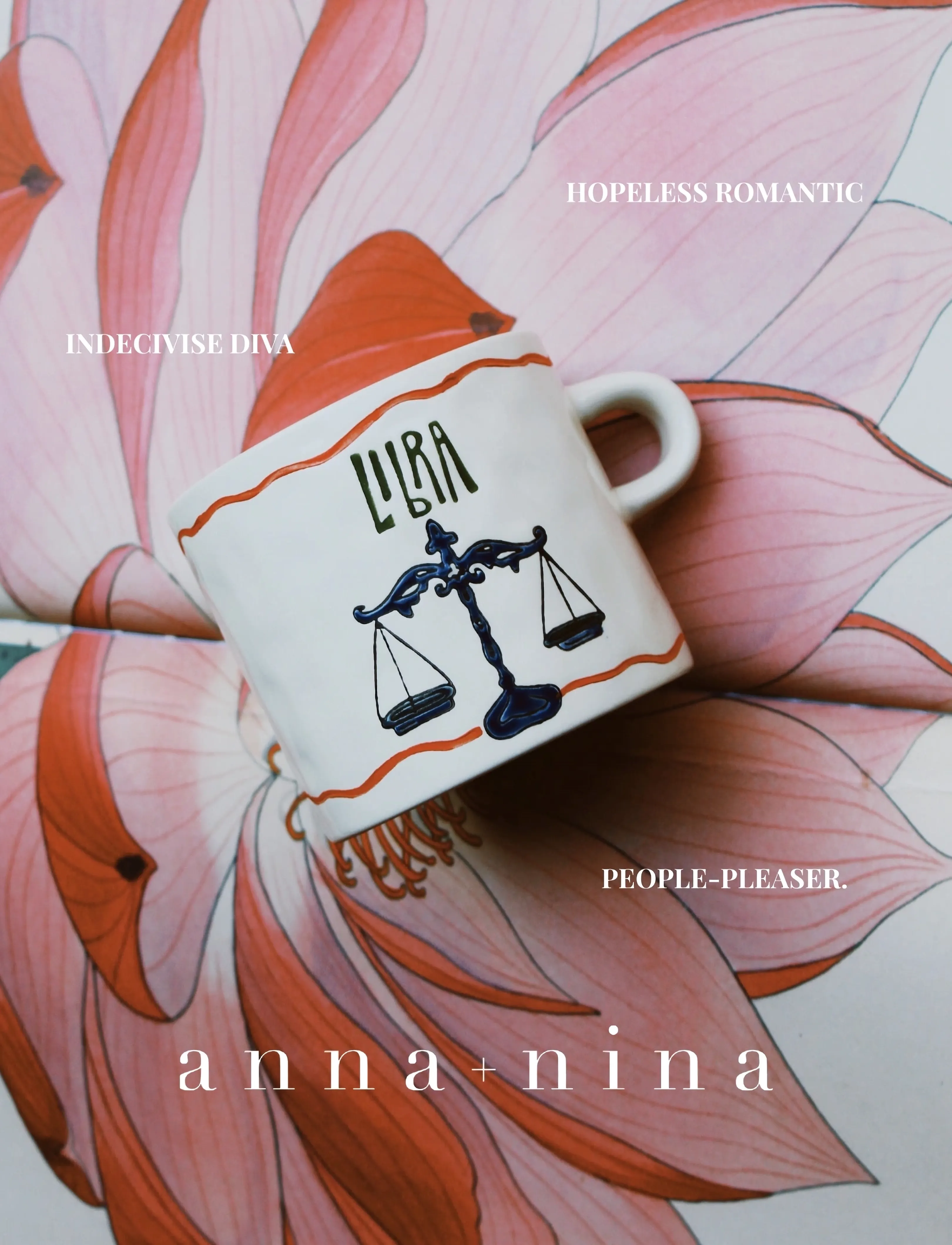 Anna + Nina Zodiac Tea Mug, 50 CL, Cream, Kopper & Krus > Tekopper, Unisex