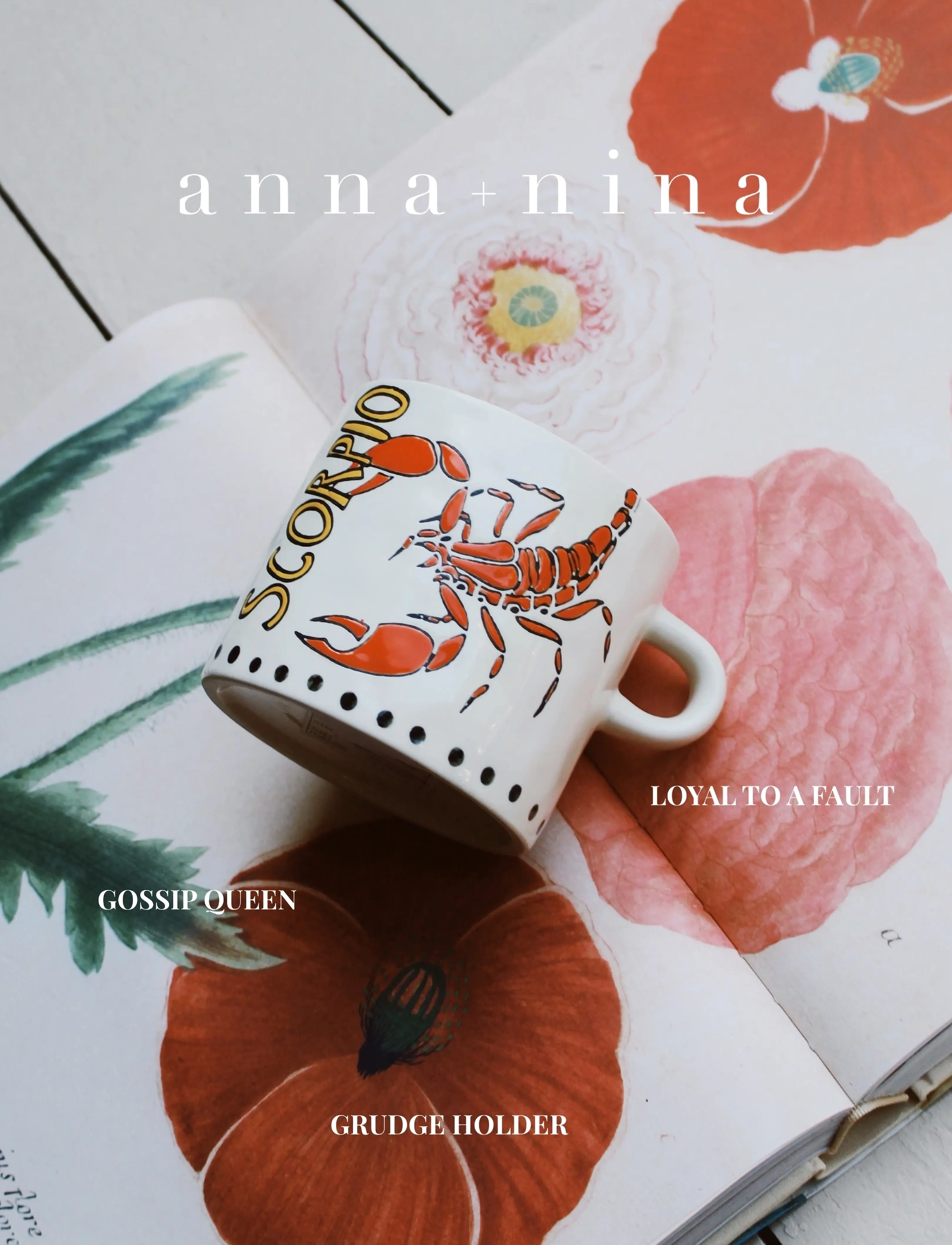 Anna + Nina Zodiac Tea Mug, 50 CL, Cups & Mugs, Creme - Cups, Homeware