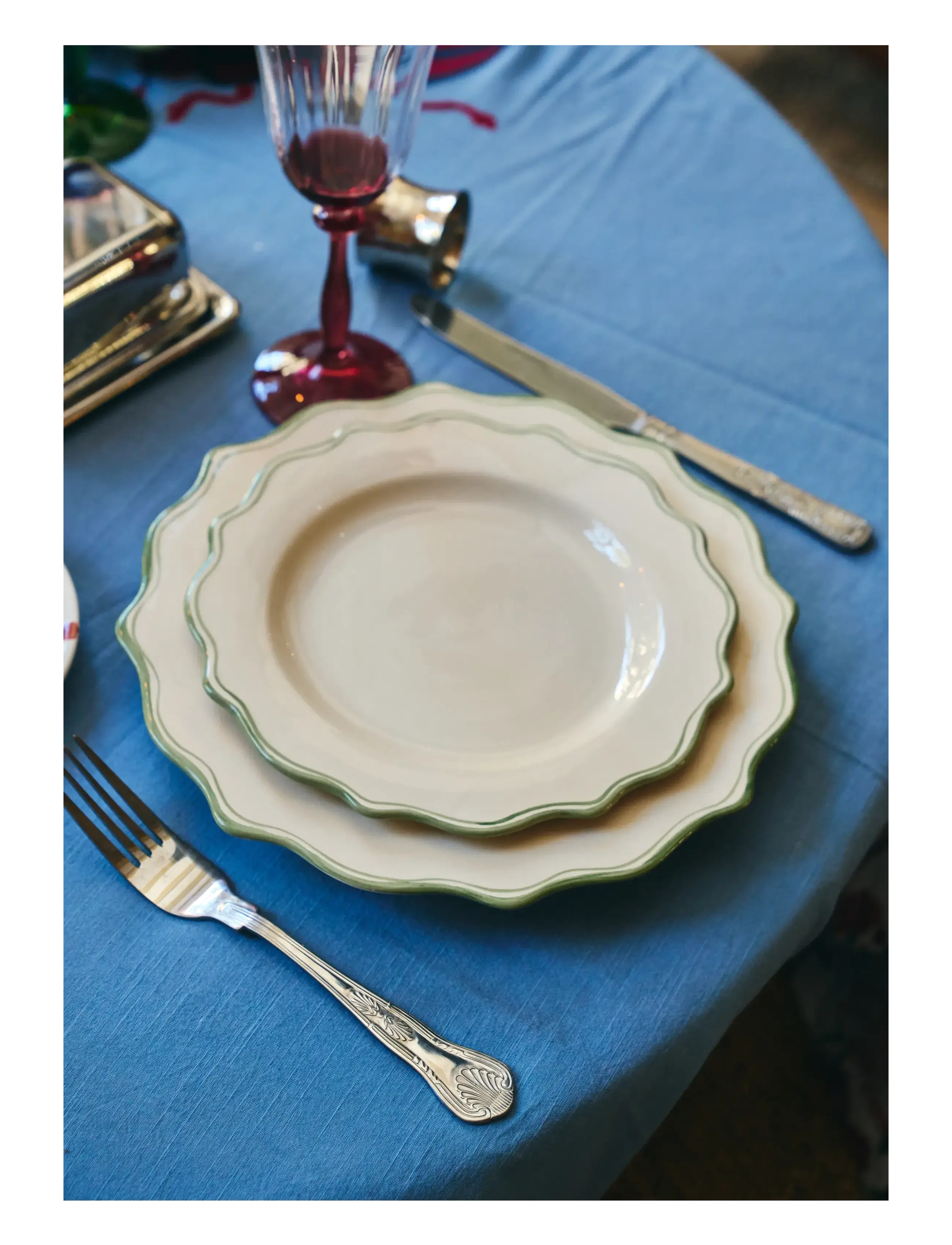 Anna + Nina - Basil Scalloped Breakfast Plate - asietter - green - 1