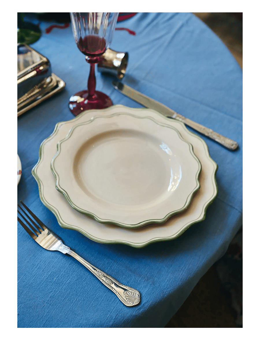 Anna + Nina - Basil Scalloped Breakfast Plate - frühstücksteller - green - 1
