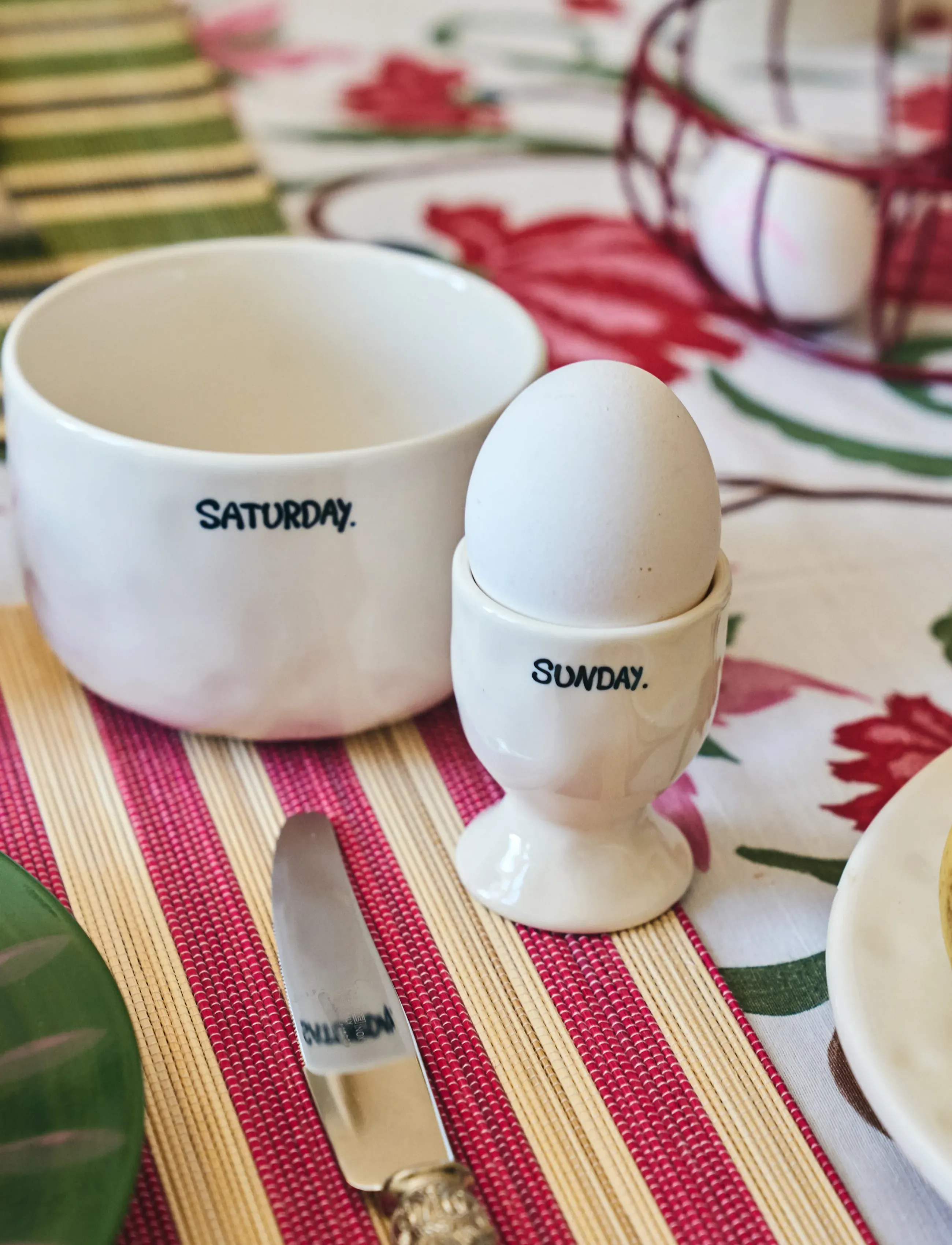 Anna + Nina - Weekend Egg Cup Set of 2 - Æggebægre - white - 3