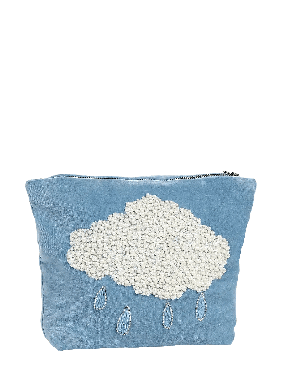 Anna + Nina - Beaded Pearly Weather Make-up Bag - makeup - blue - 1