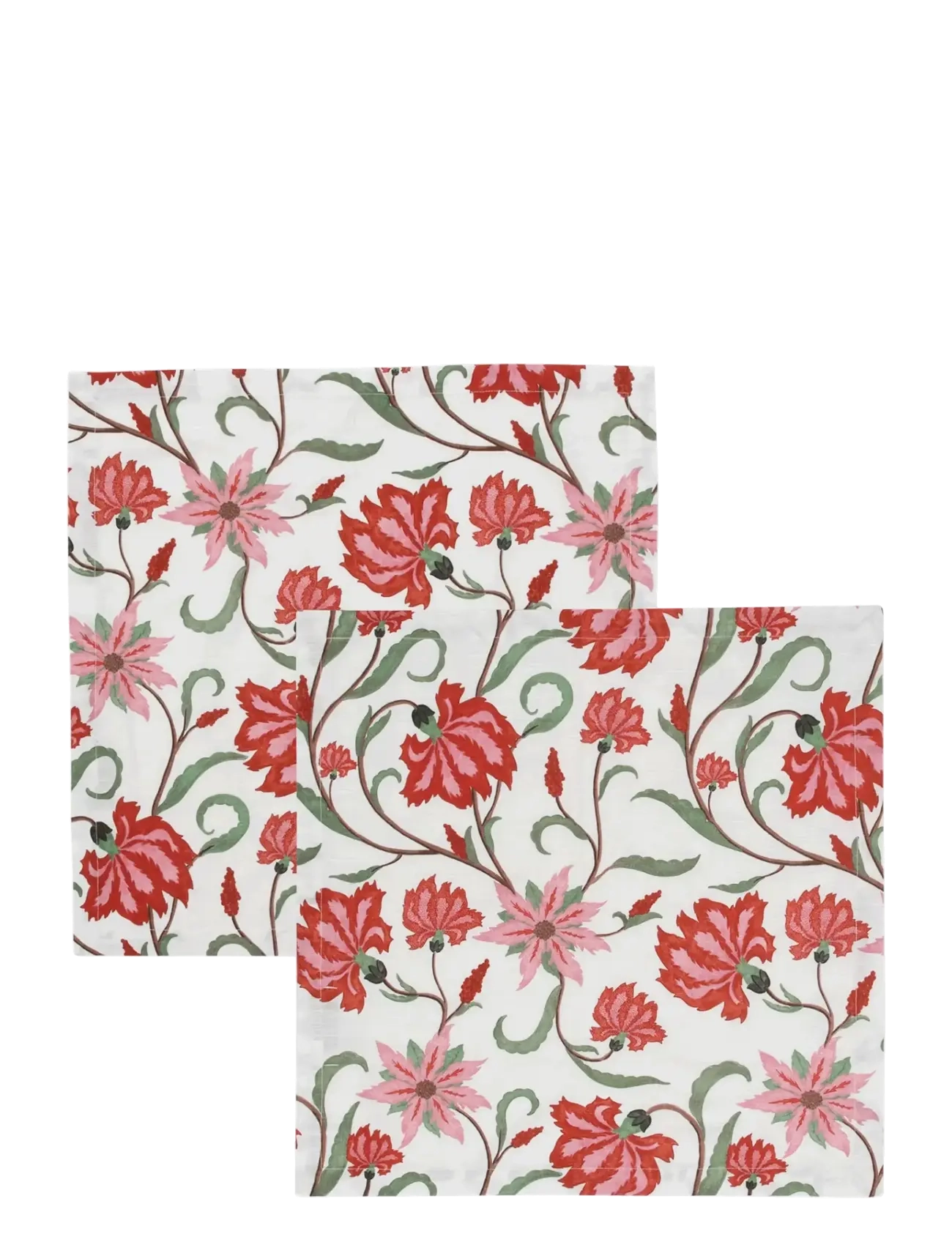 Anna + Nina Garden Reverie Napkin Set of 2 - Borddækning - MULTICOLOR / red