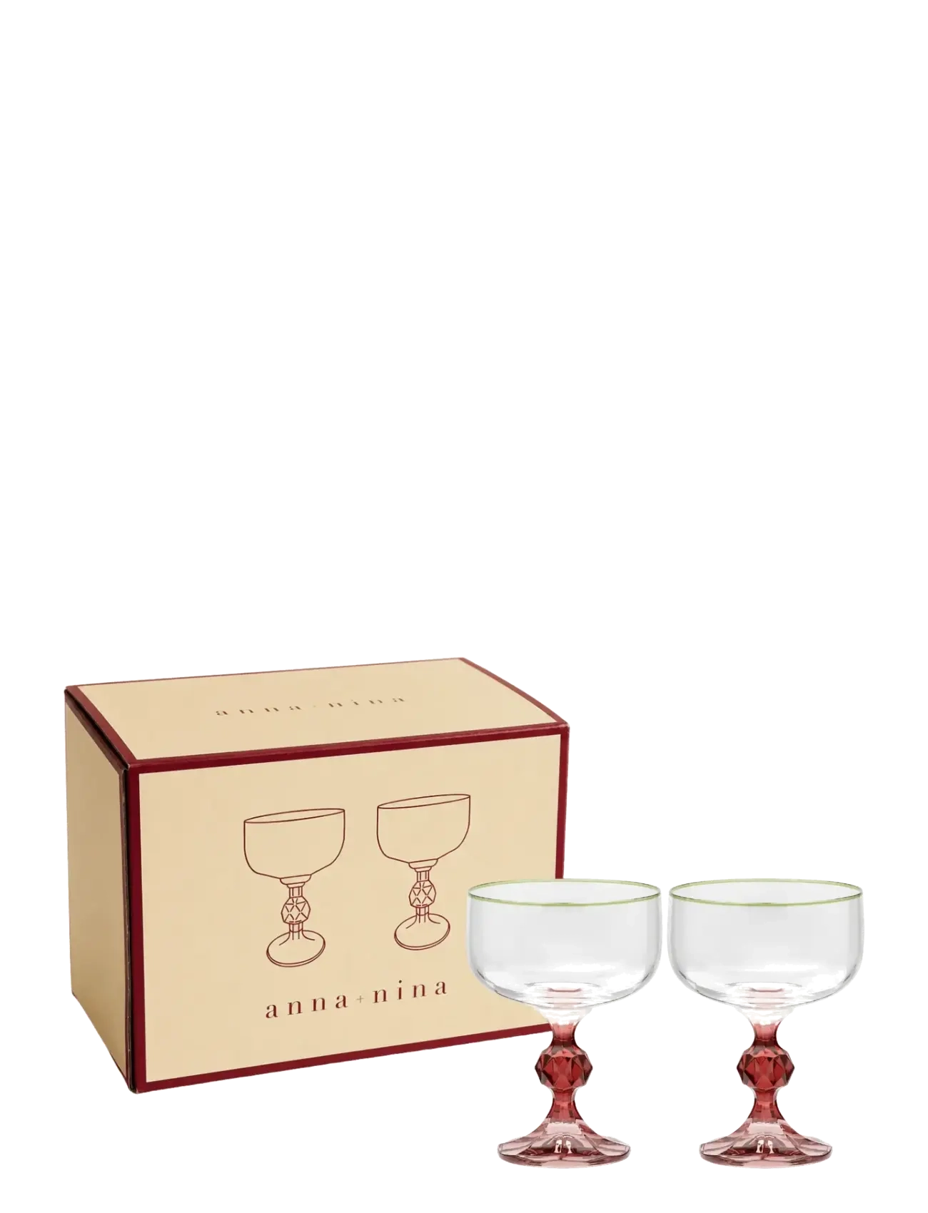 Anna + Nina - Harper Cocktail Glass Set of 2 - kokteili- ja martiiniklaasid - multicolor - 1