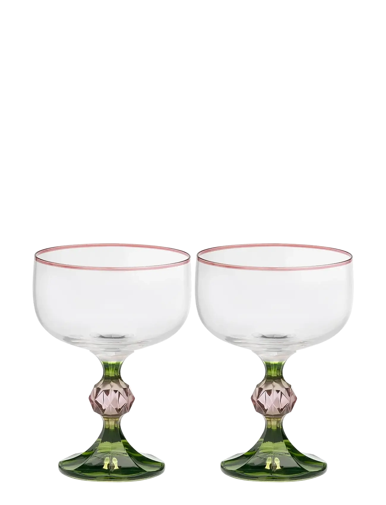 Anna + Nina Evy Cocktail Glass Set of 2 - Glāzes - MULTICOLOR / green