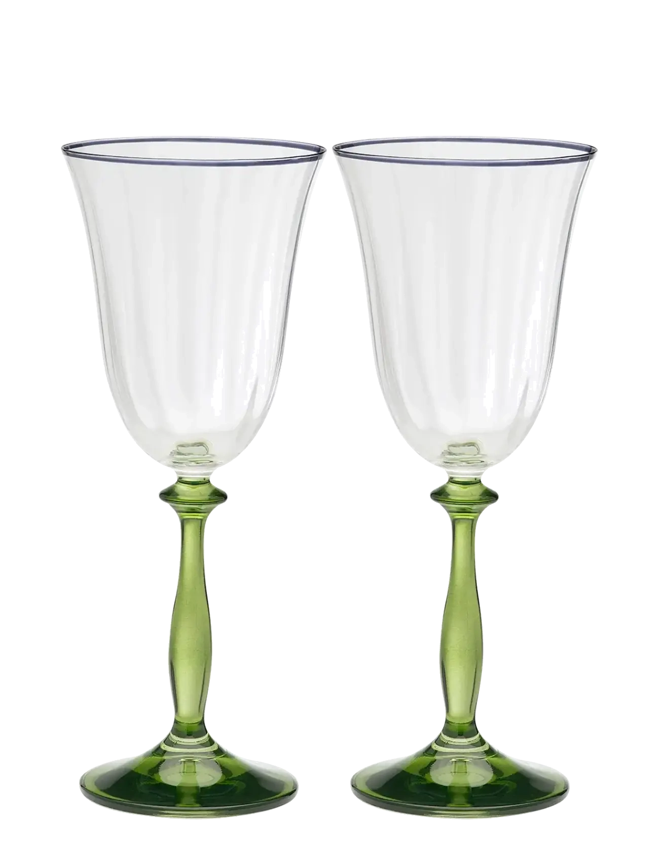Anna + Nina Freya Optic Wine Glass Set of 2 - Weingläser - GREEN / green