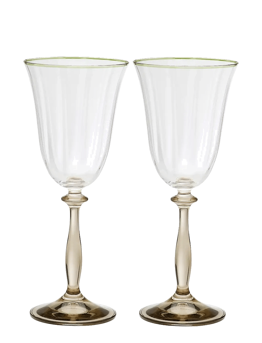 Anna + Nina - Lily Optic Wine Glass Set of 2 - weißweingläser - beige - 0