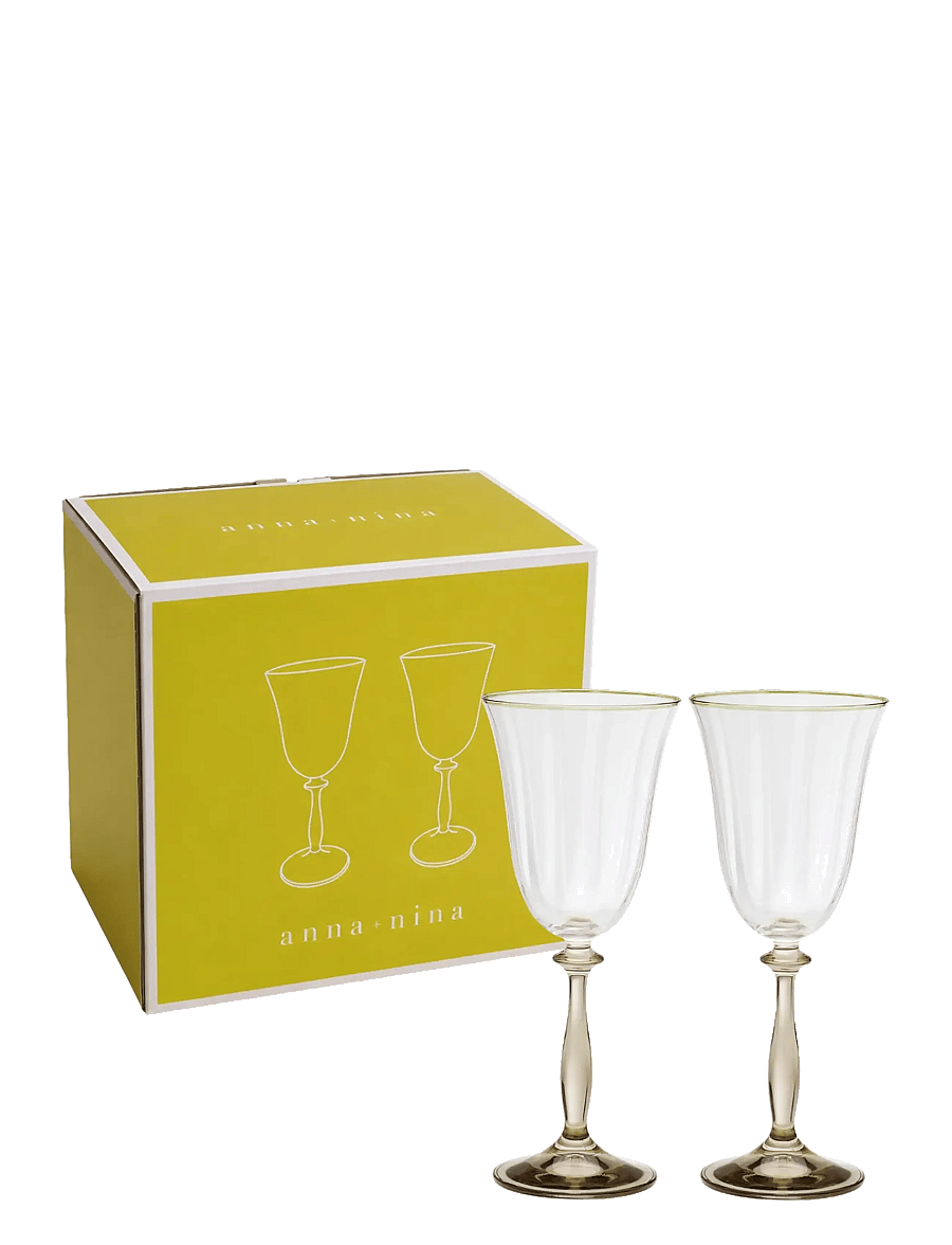 Anna + Nina - Lily Optic Wine Glass Set of 2 - weißweingläser - beige - 1