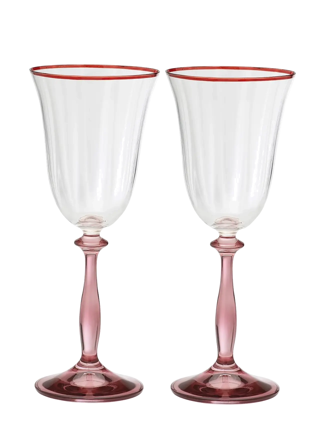Anna + Nina Clara Optic Wine Glass Set of 2 - Weingläser - MULTICOLOR / pink/rose