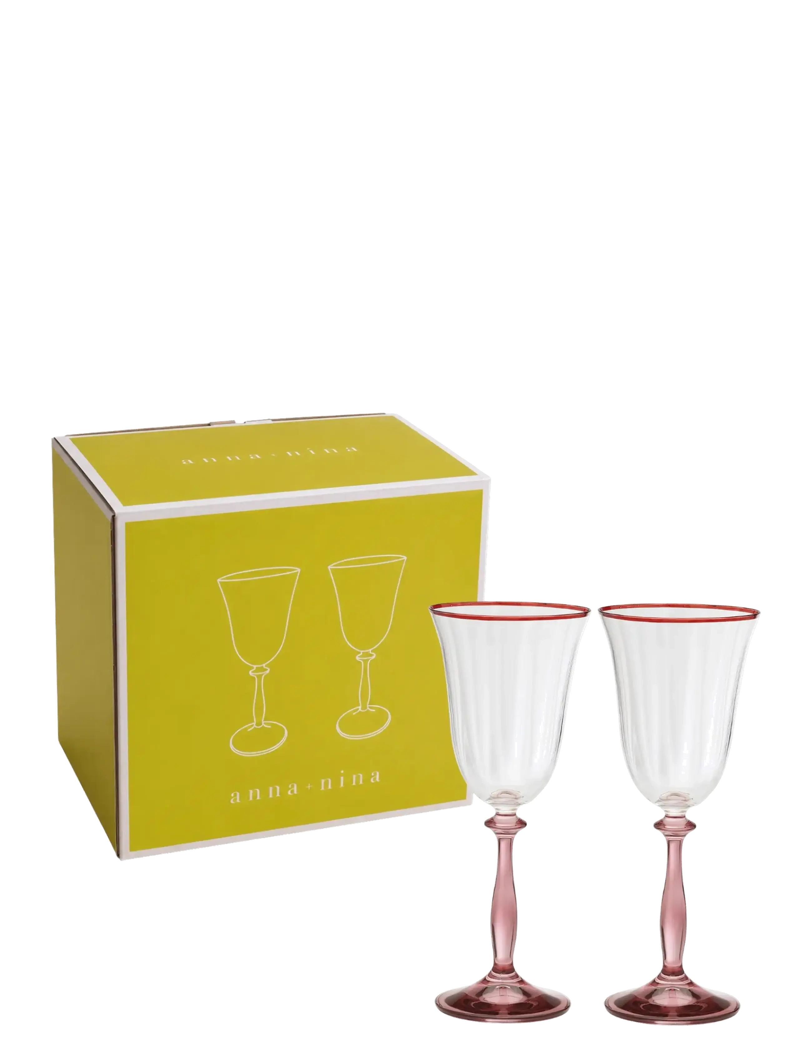 Anna + Nina - Clara Optic Wine Glass Set of 2 - multicolor - 1