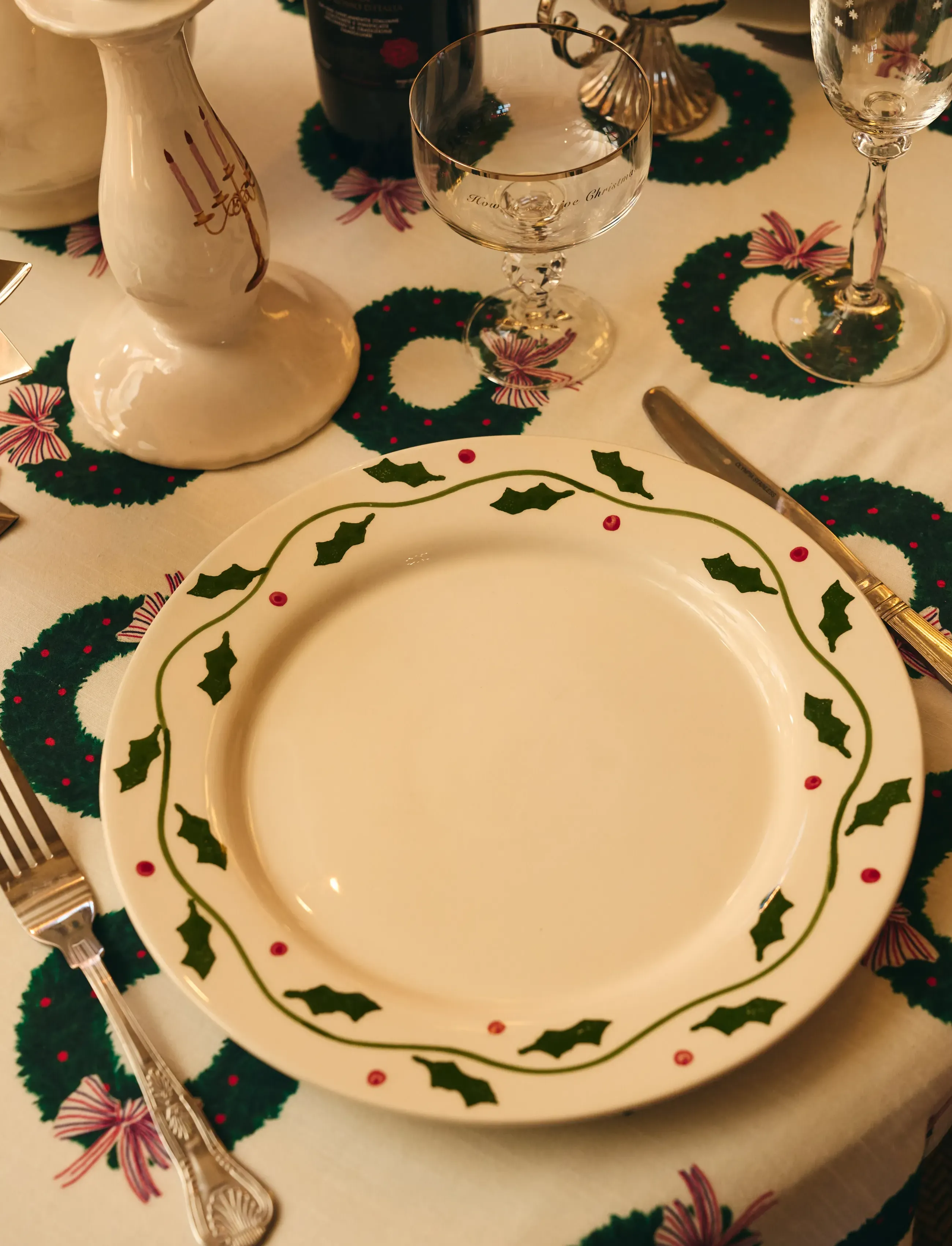 Anna + Nina - Holly Dinner Plate - christmas decorations - multicolor - 0