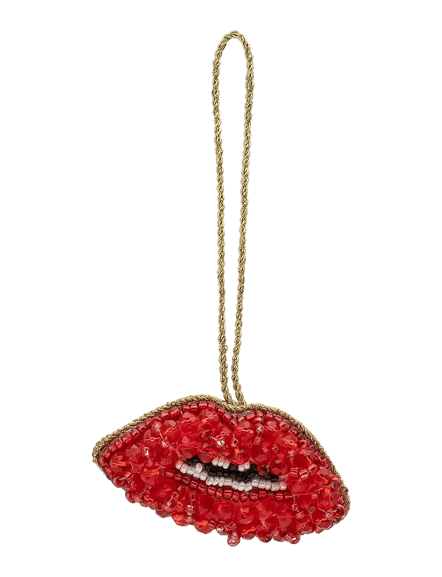 Anna + Nina - Beaded Pout Ornament - weihnachtskugeln - red - 1