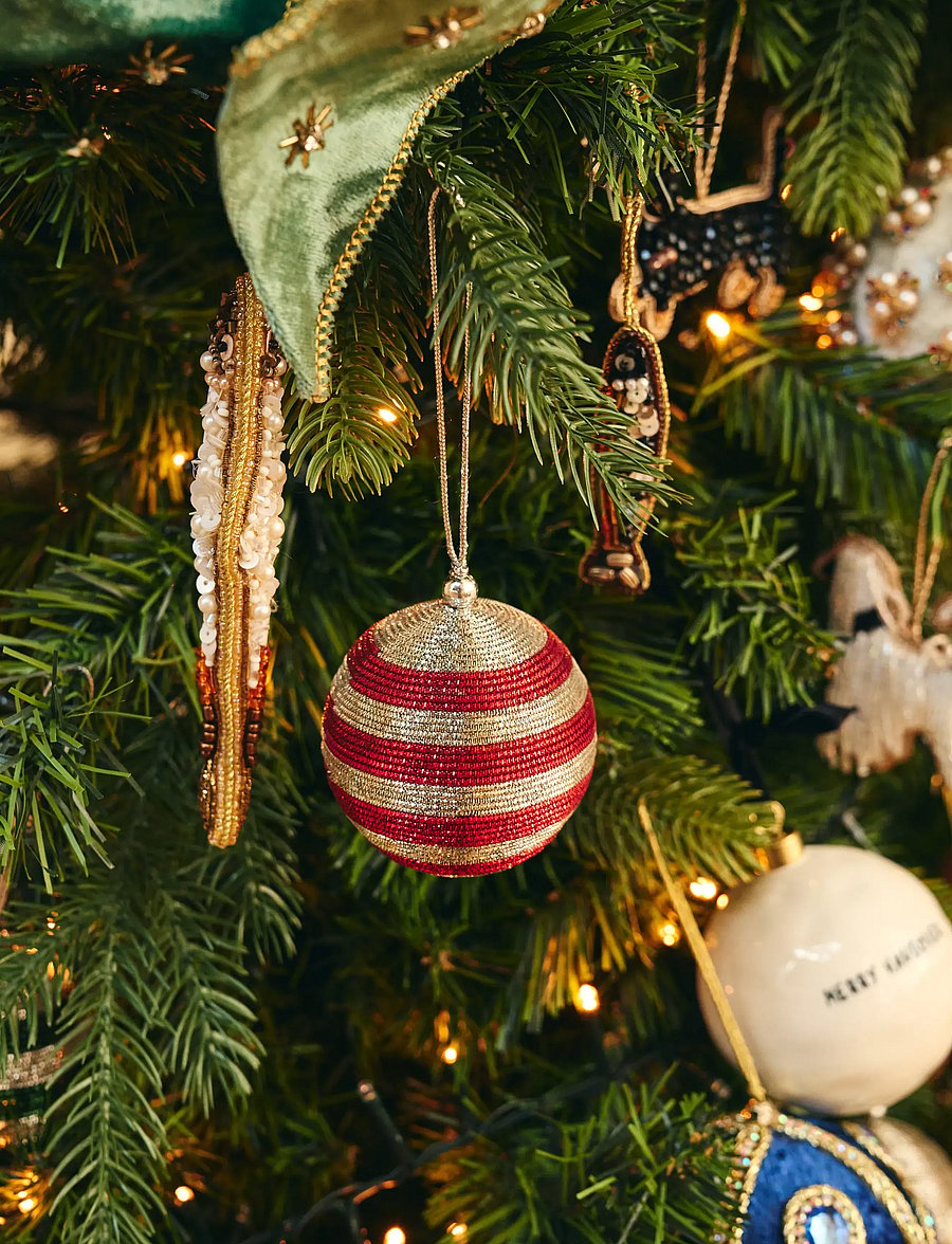 Anna + Nina - Shimmering Red Stripe Delight Ornament - jõuluehted - multicolor - 0