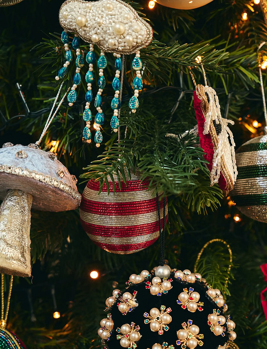 Anna + Nina - Shimmering Red Stripe Delight Ornament - jõuluehted - multicolor - 2