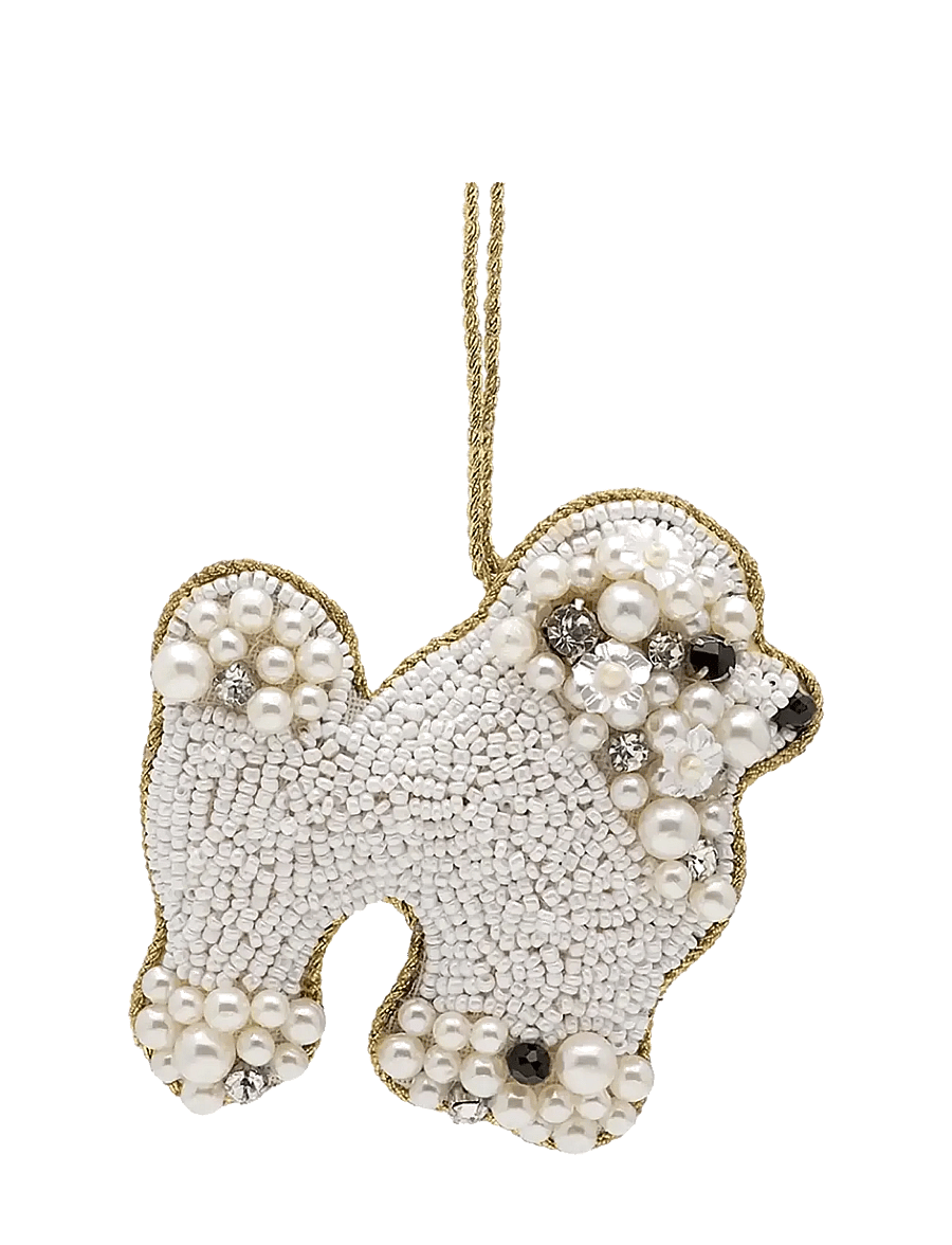 Anna + Nina - Beaded Poodle Ornament - weihnachtskugeln - white - 1