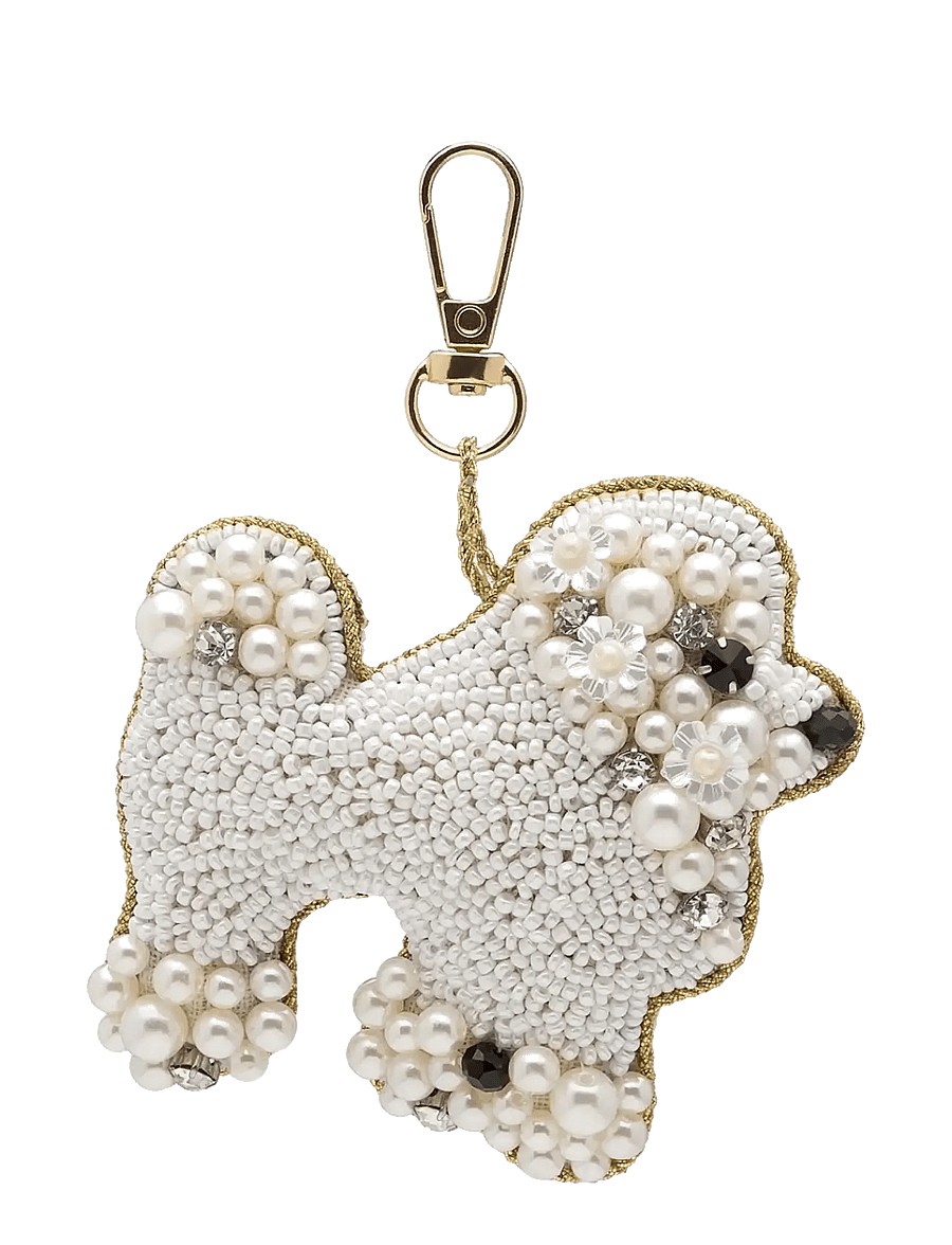 Anna + Nina - Beaded Poodle Keychain - weihnachtsdekoration - white - 0