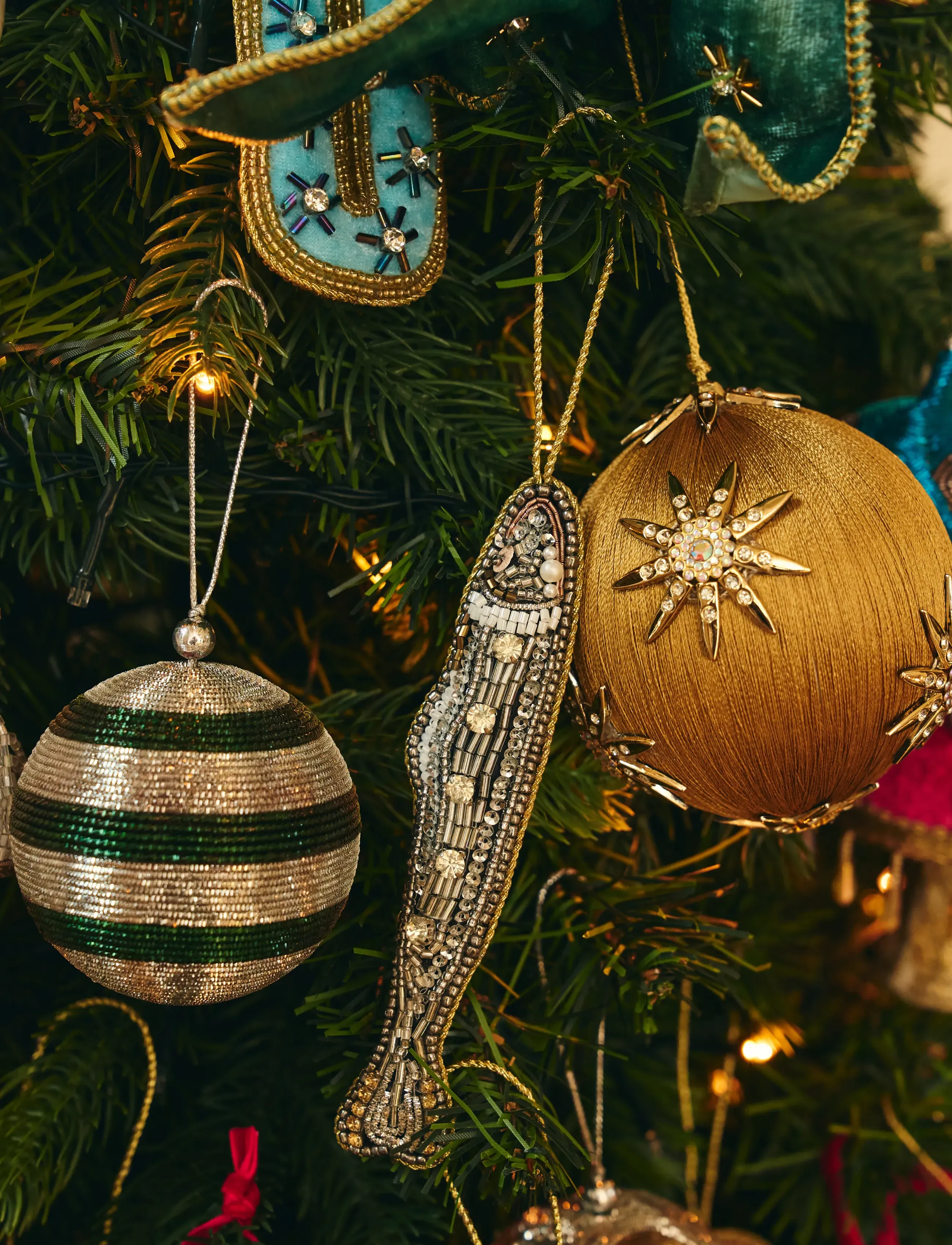 Anna + Nina - Beaded Sardine Ornament Set of 3 - christmas baubles - multicolor - 0