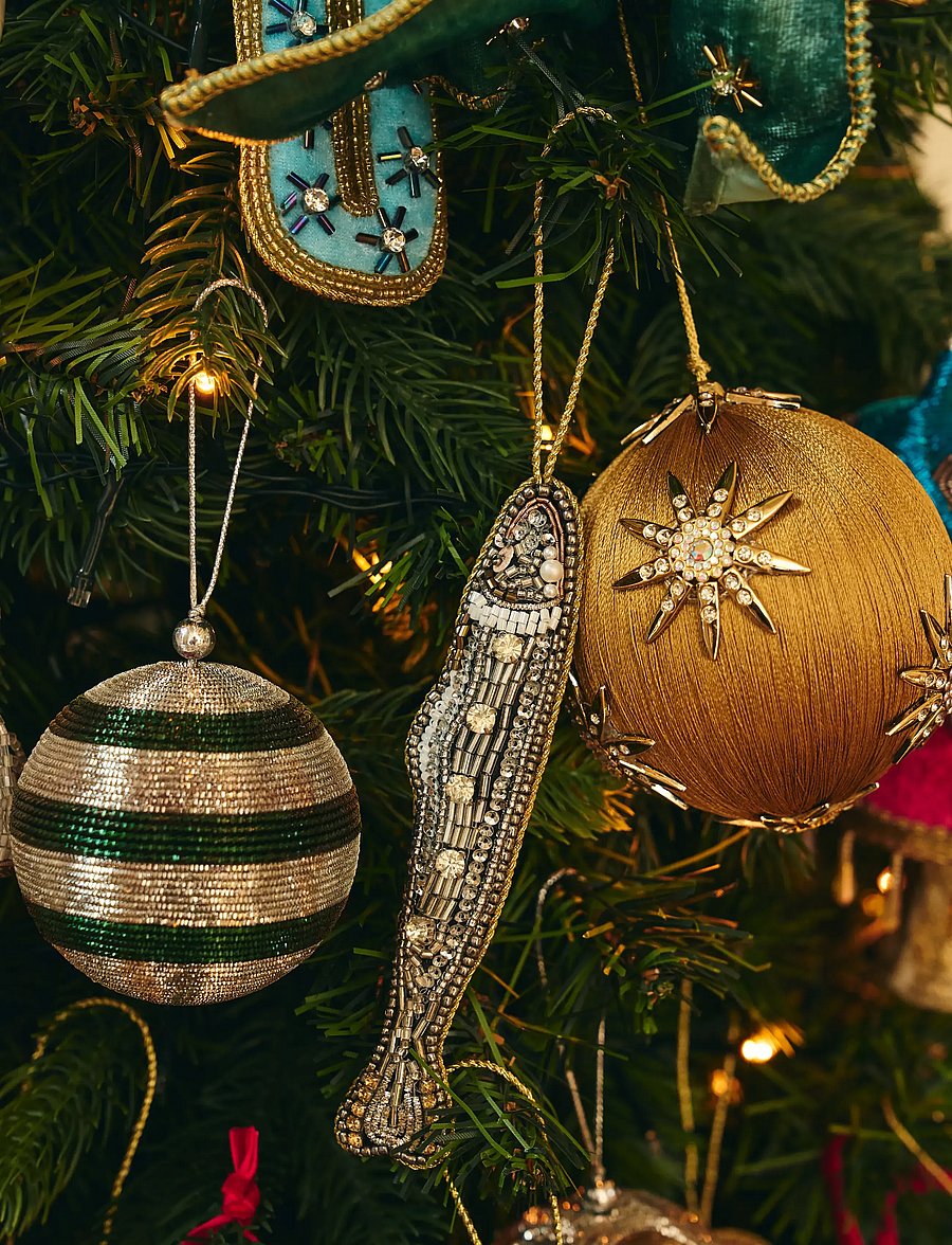 Anna + Nina - Beaded Sardine Ornament Set of 3 - weihnachtskugeln - multicolor - 0